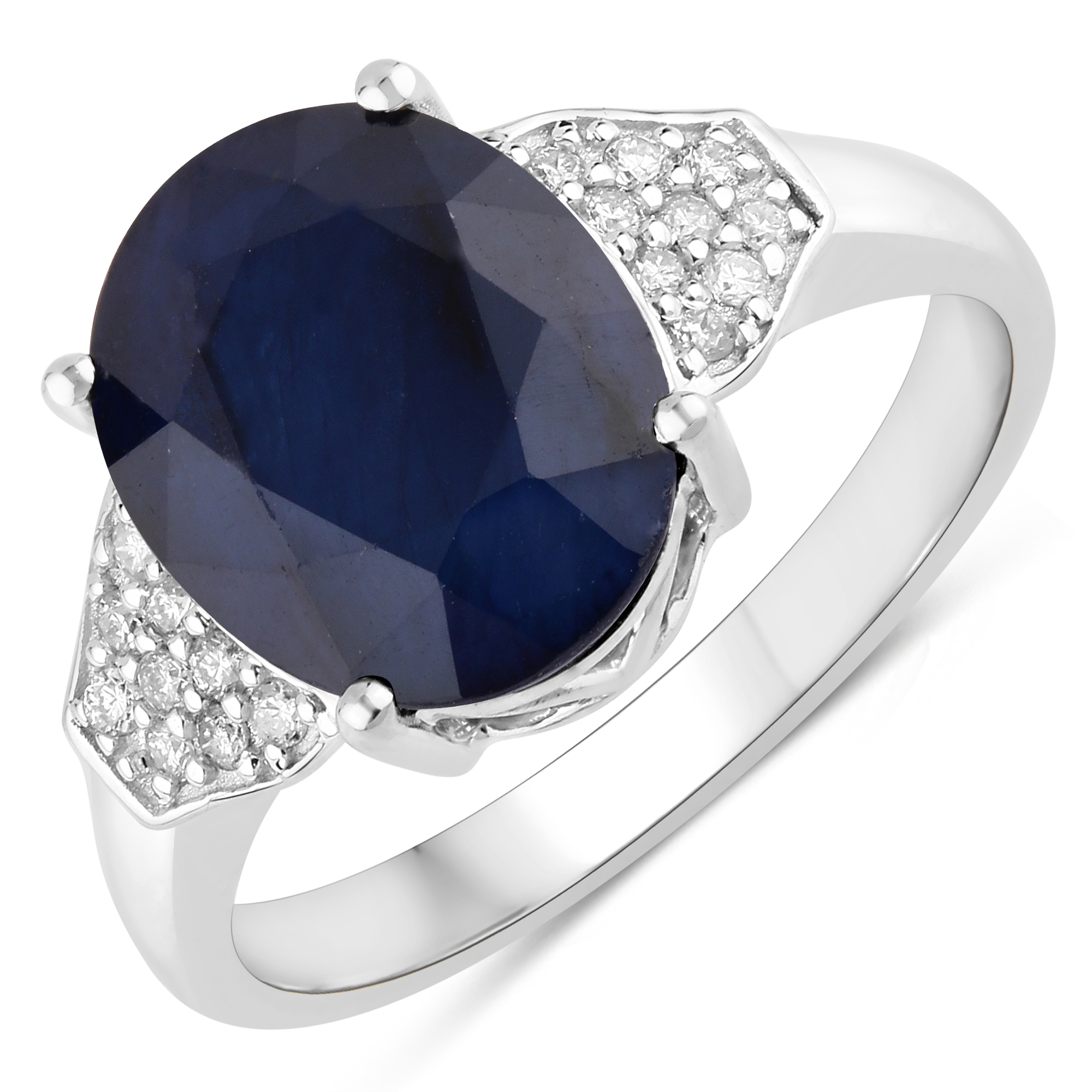 Natural Blue Sapphire and Diamond Ring