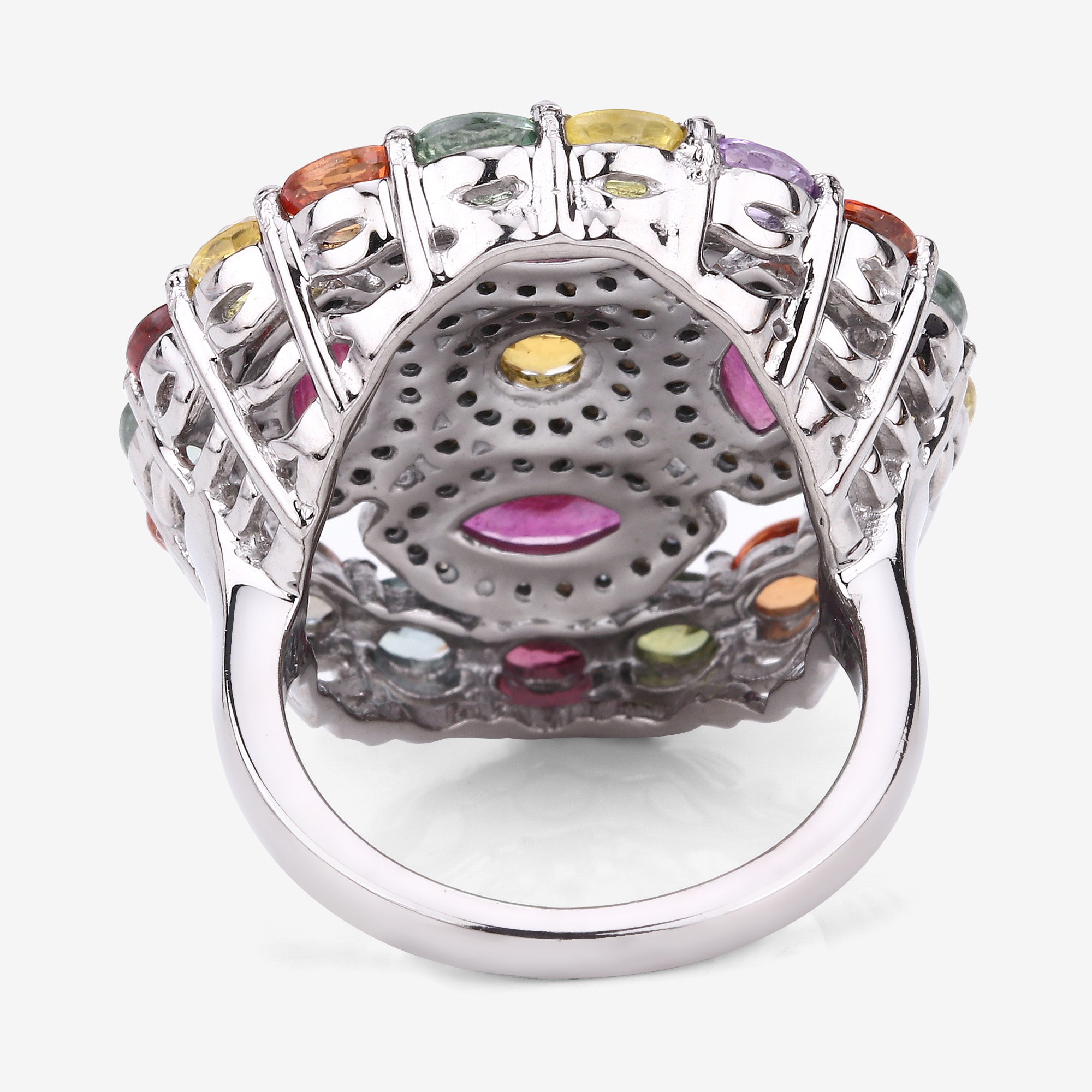 7.21 CT Multi Gemstone & Diamond 925 Ring