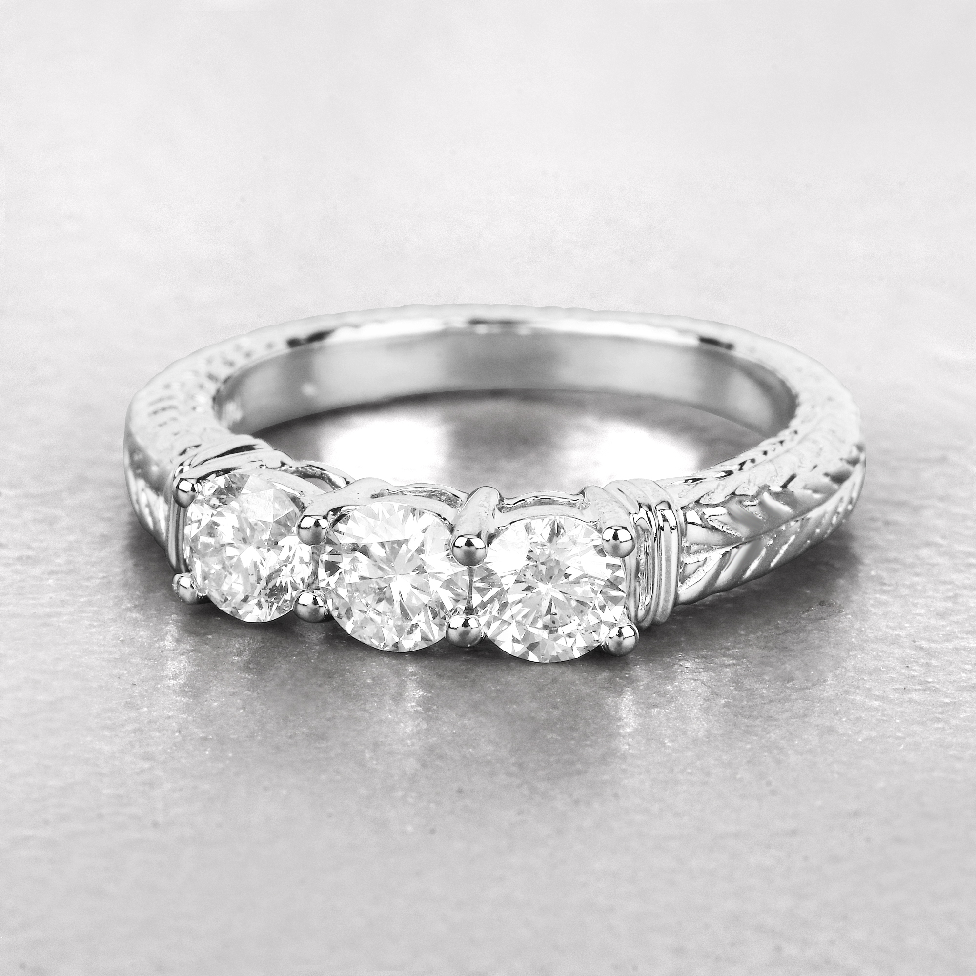 1.00 CT Past Present Future Diamond Ring