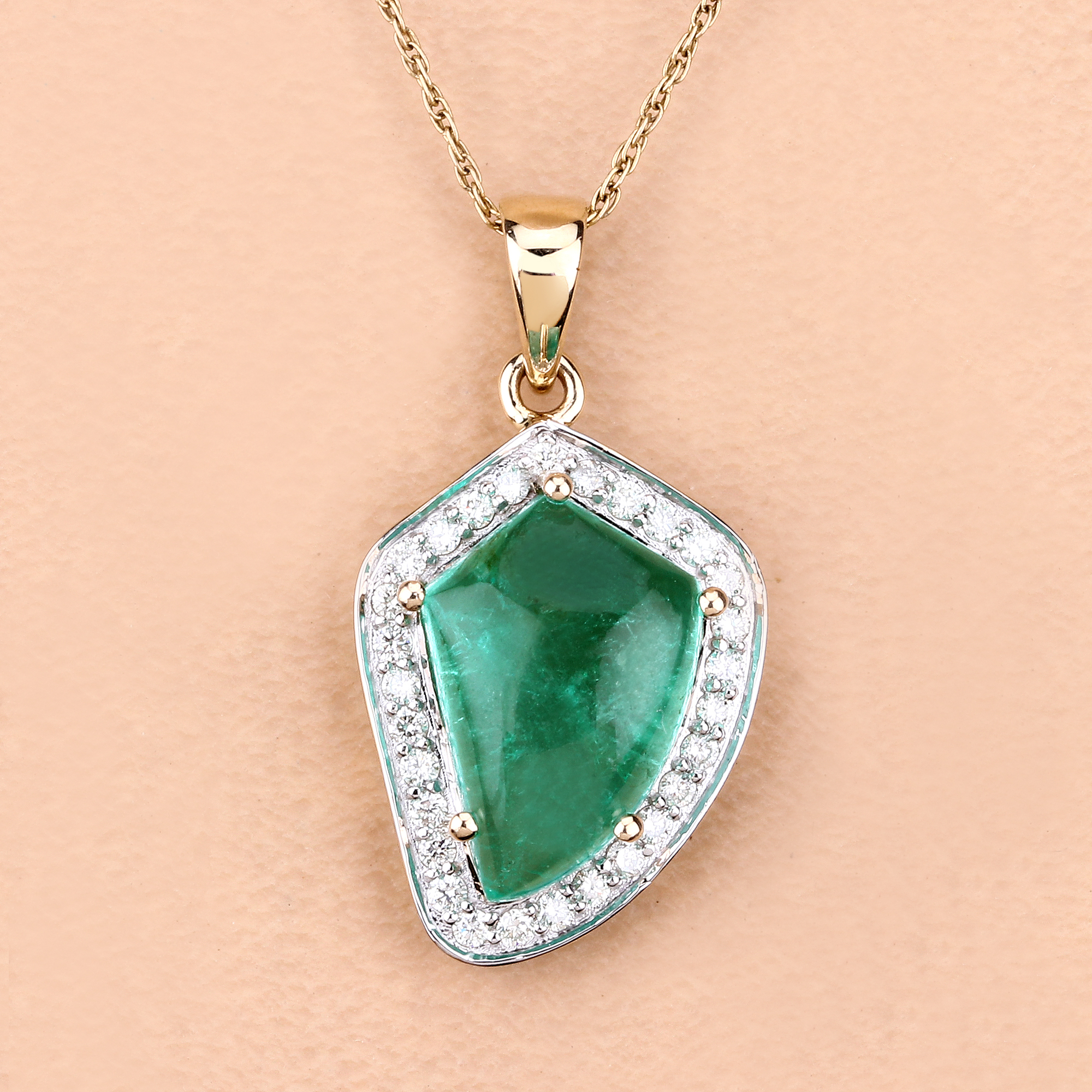 5.23 CT Zambian Emerald and Diamond Pendant
