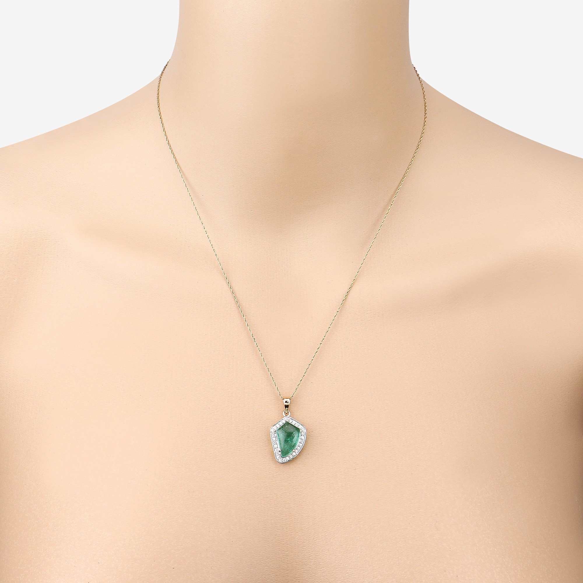 5.23 CT Zambian Emerald and Diamond Pendant