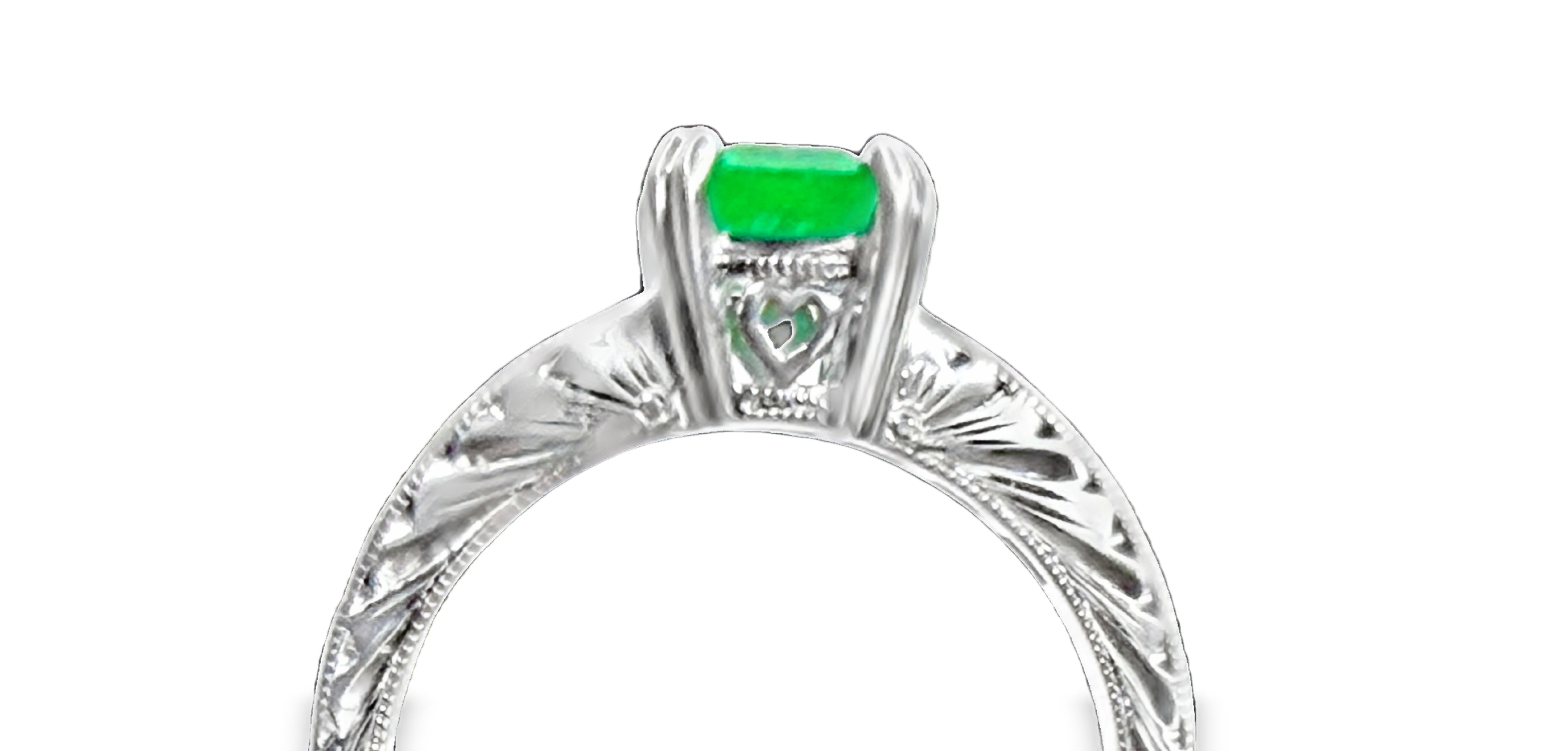 Platinum Emerald & Diamond Ring