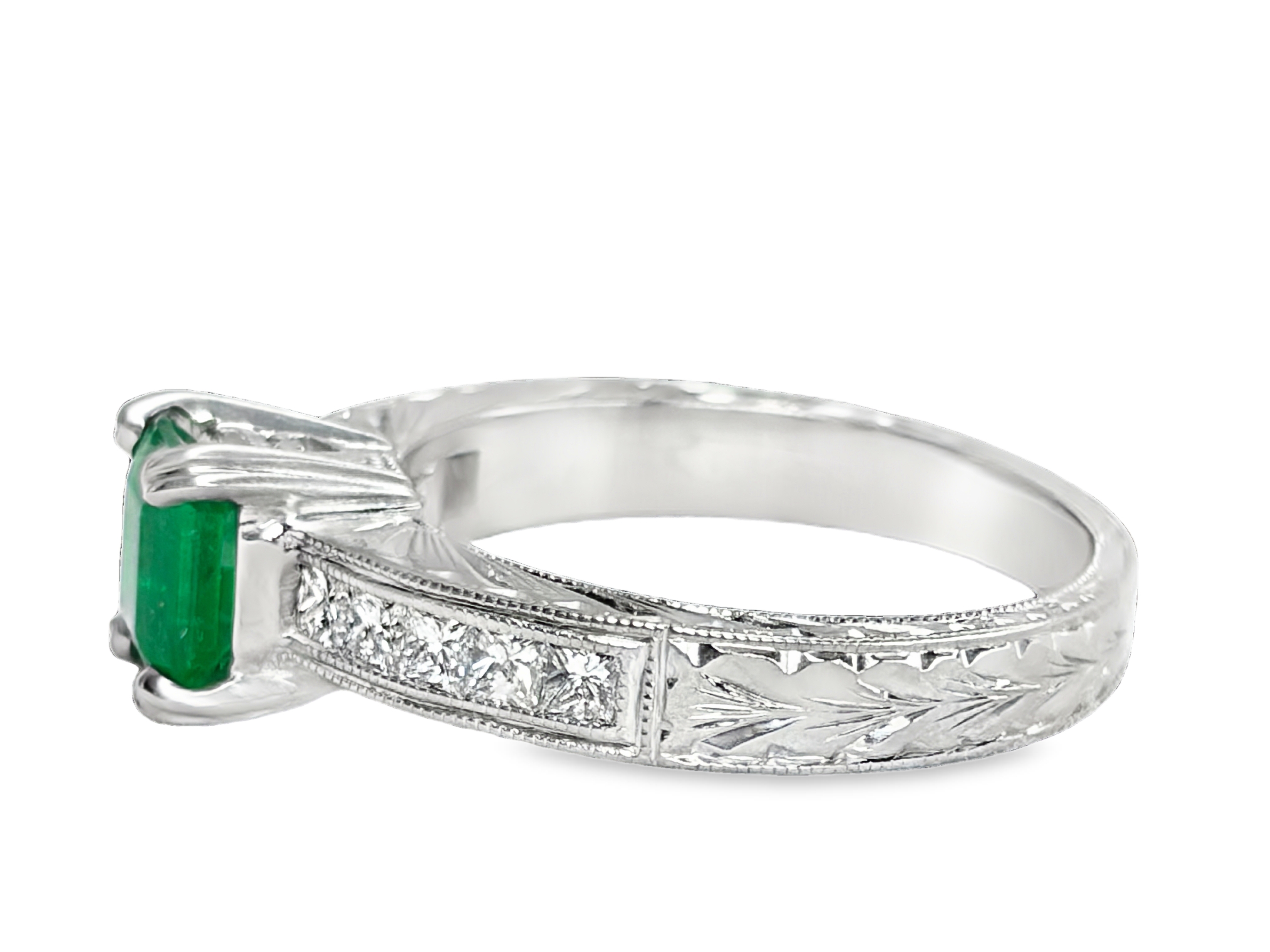 Platinum Emerald & Diamond Ring