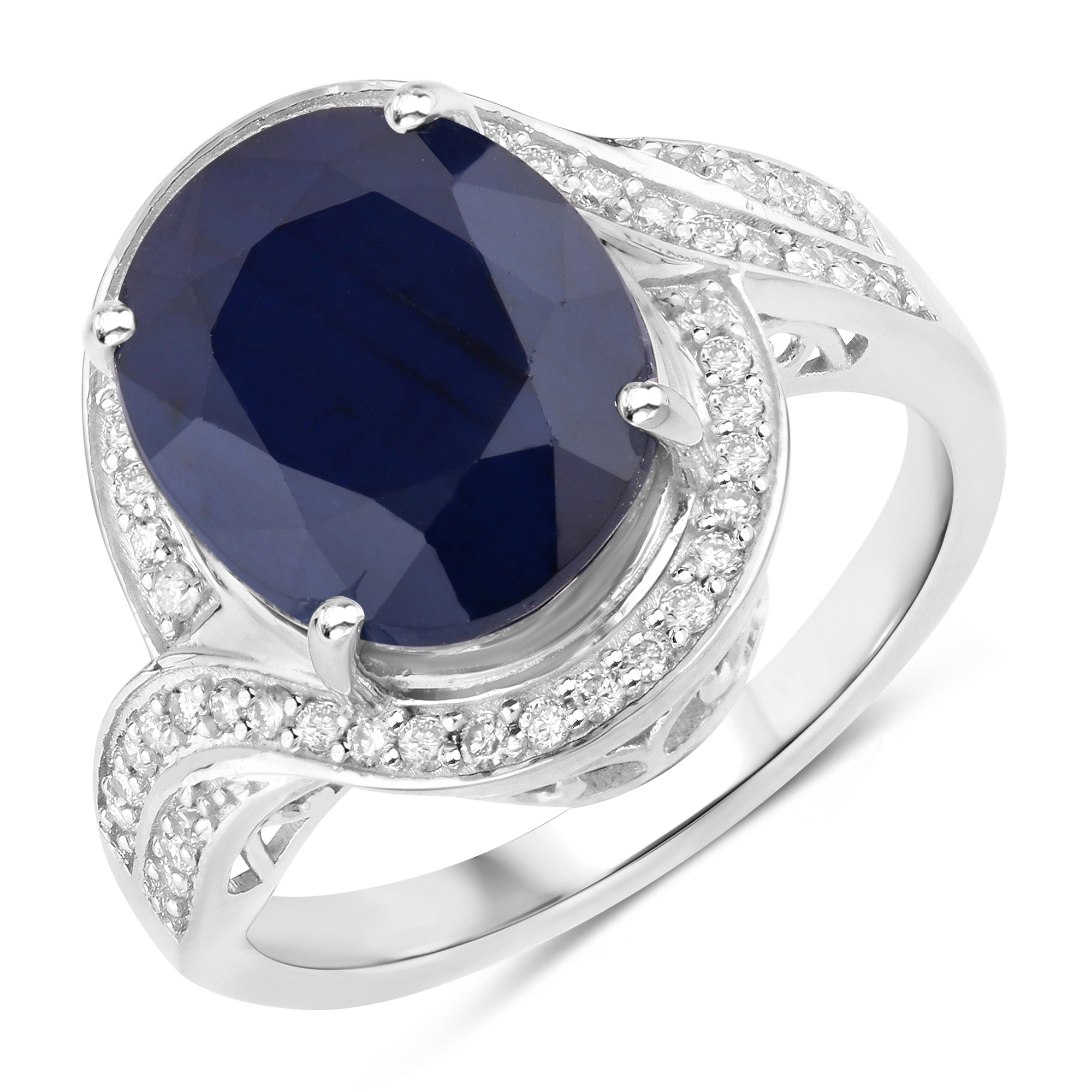 Natural Blue Sapphire and Diamond Ring