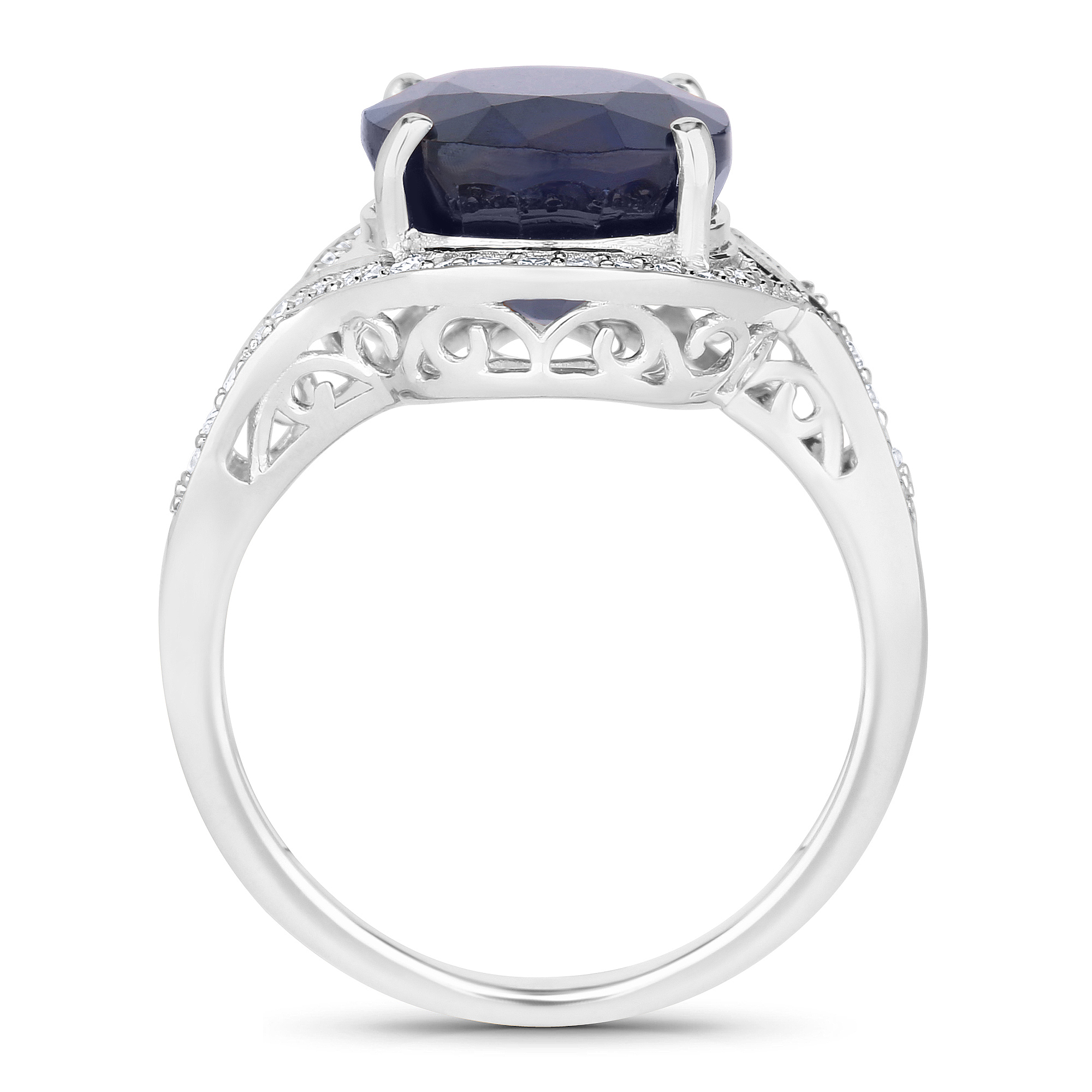 Natural Blue Sapphire and Diamond Ring