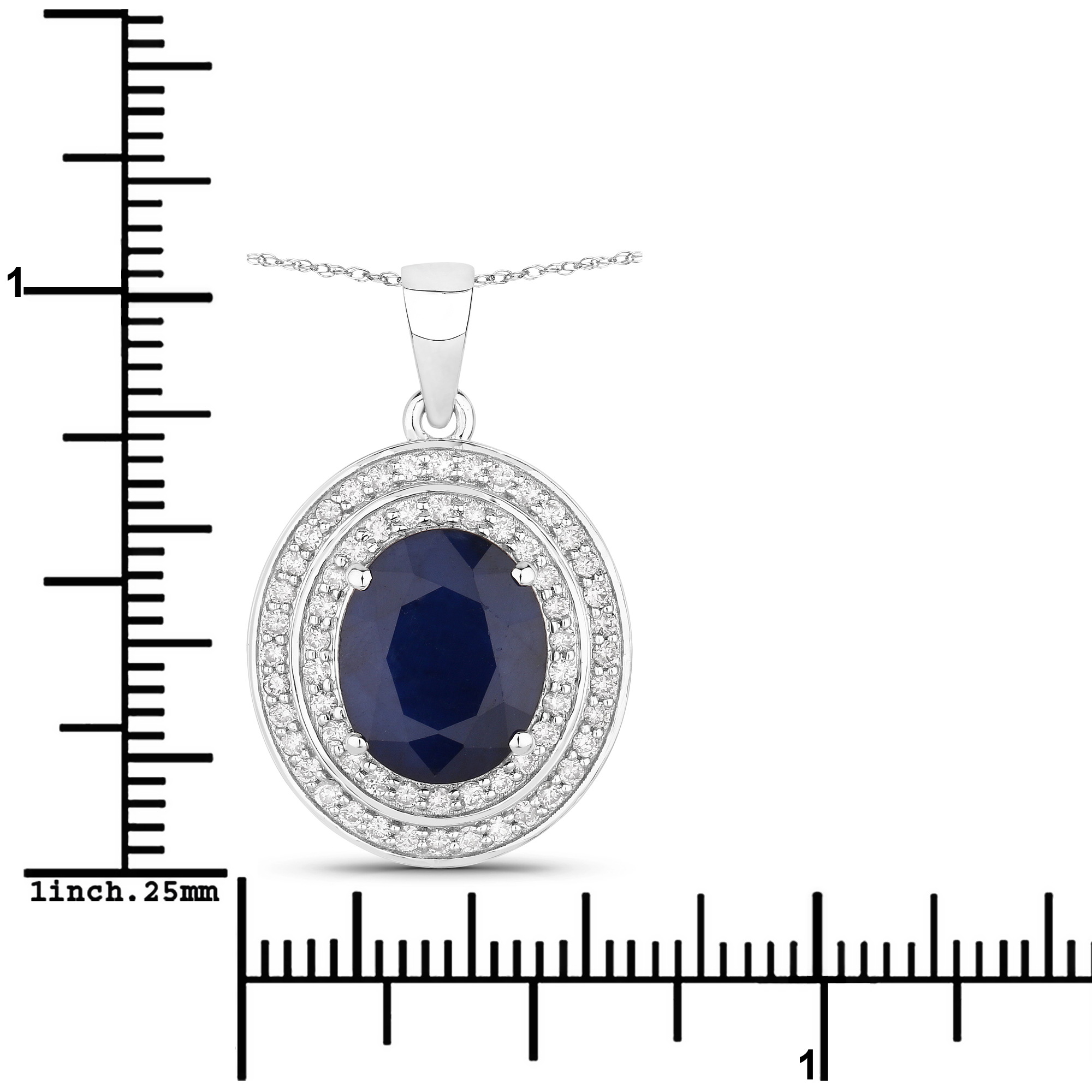 Earth Mined Blue Sapphire Double Halo Diamond Pendant