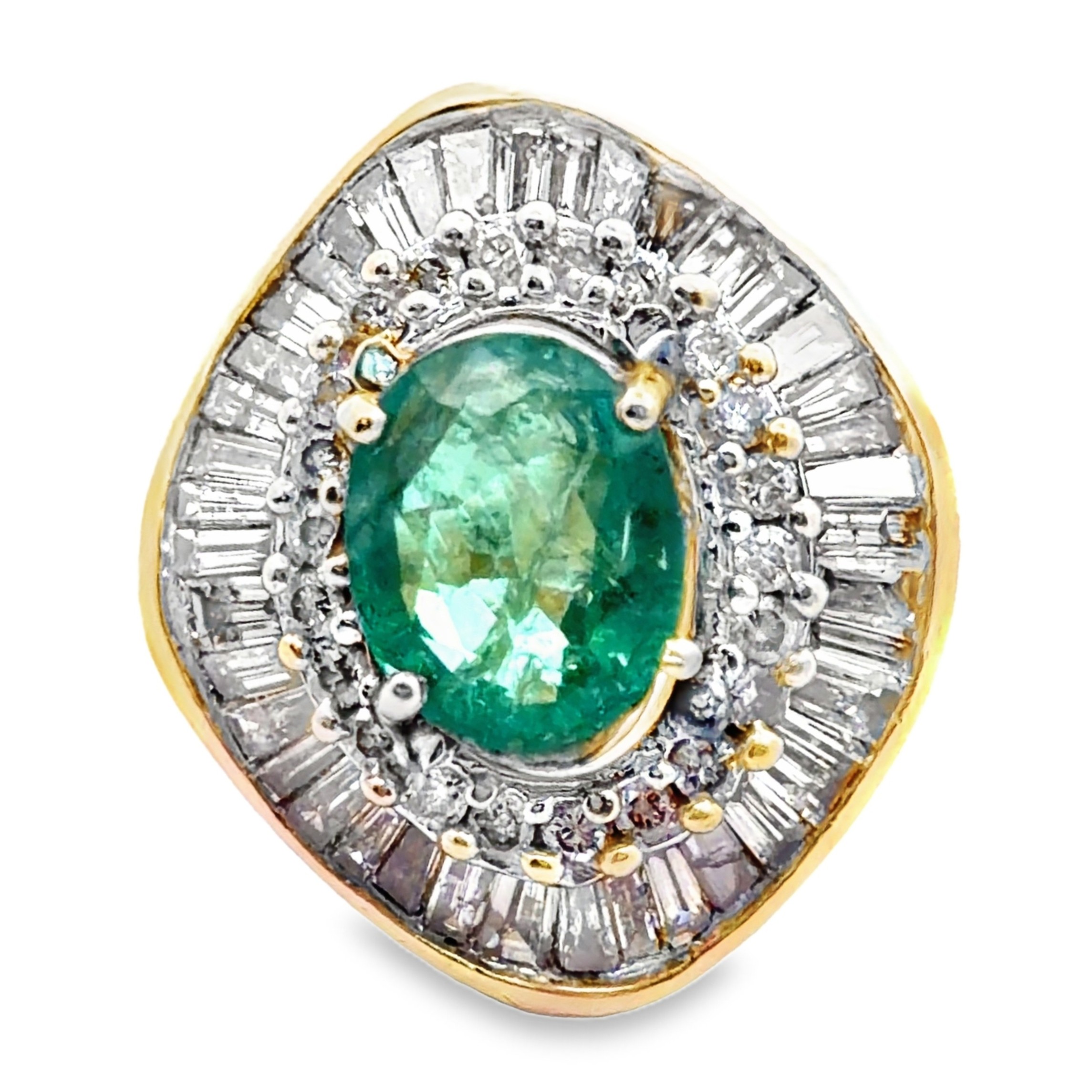 Natural Emerald and Diamond Ring