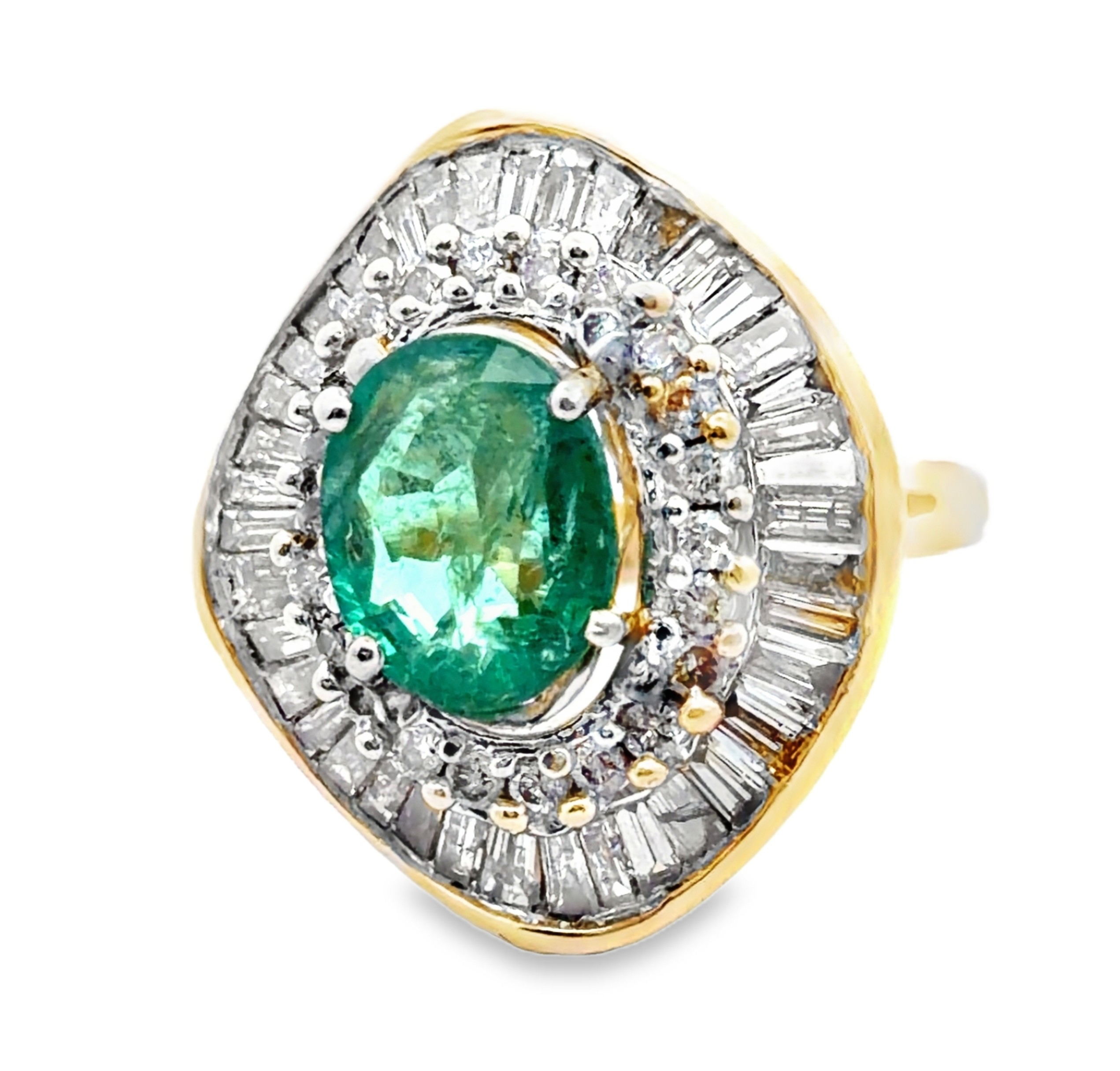Natural Emerald and Diamond Ring