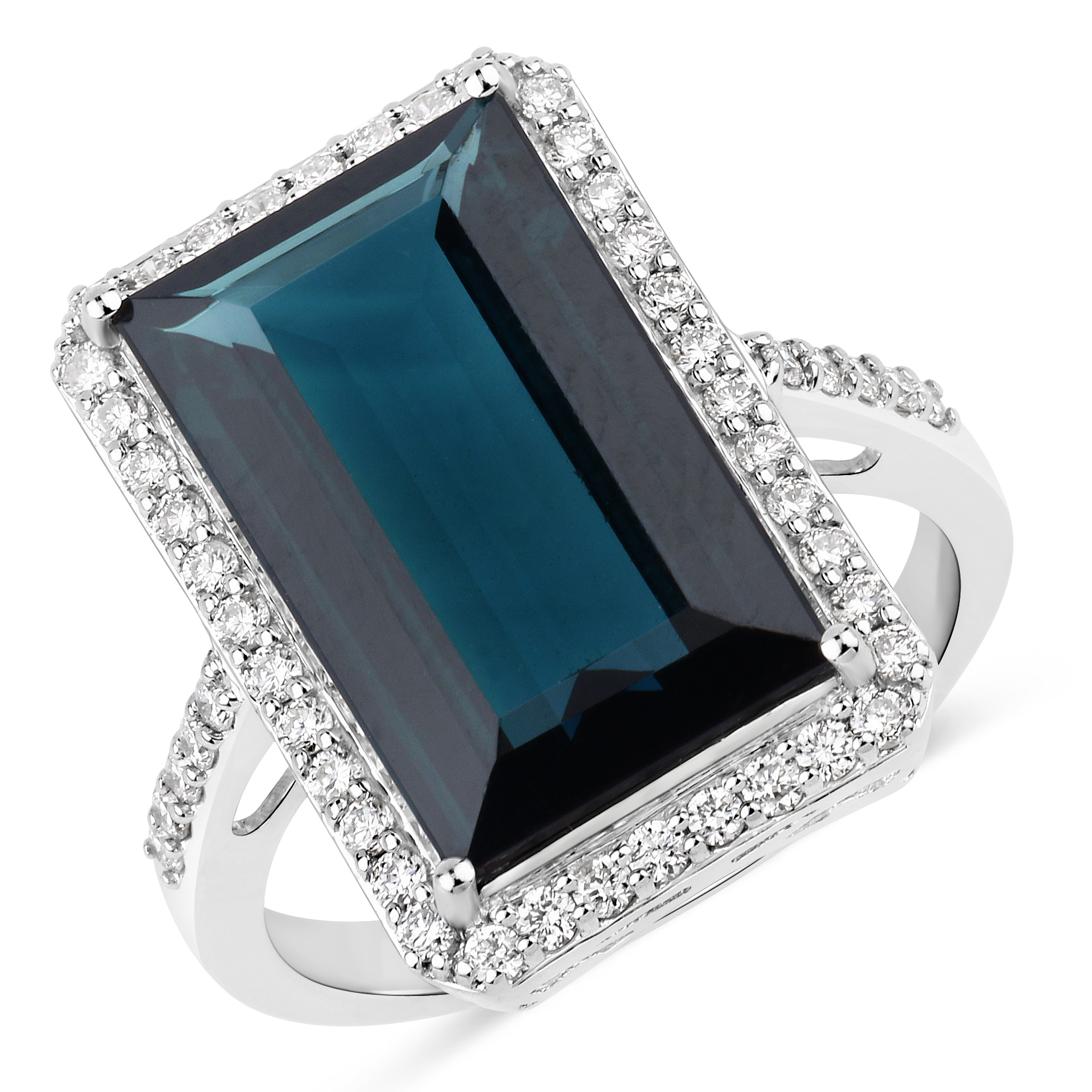 Natural Blue Tourmaline and Diamond Ring