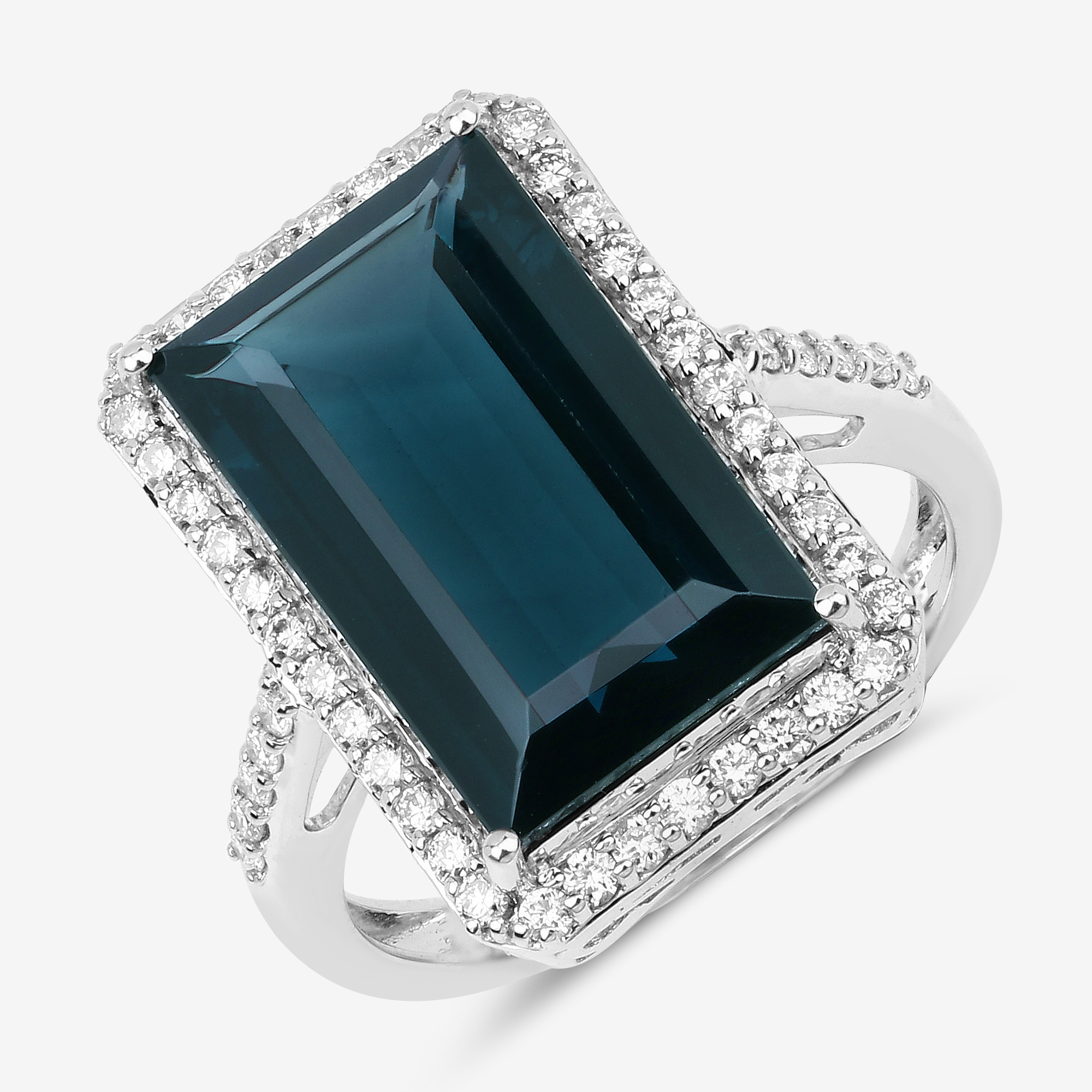 Natural Blue Tourmaline and Diamond Ring