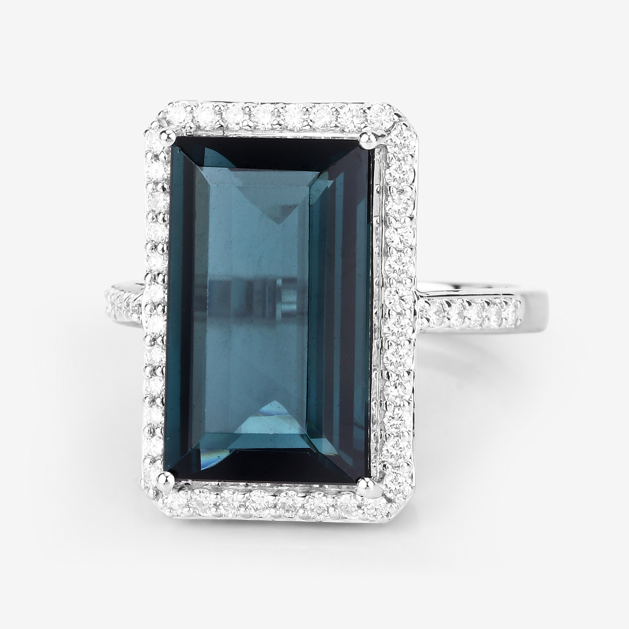 Natural Blue Tourmaline and Diamond Ring