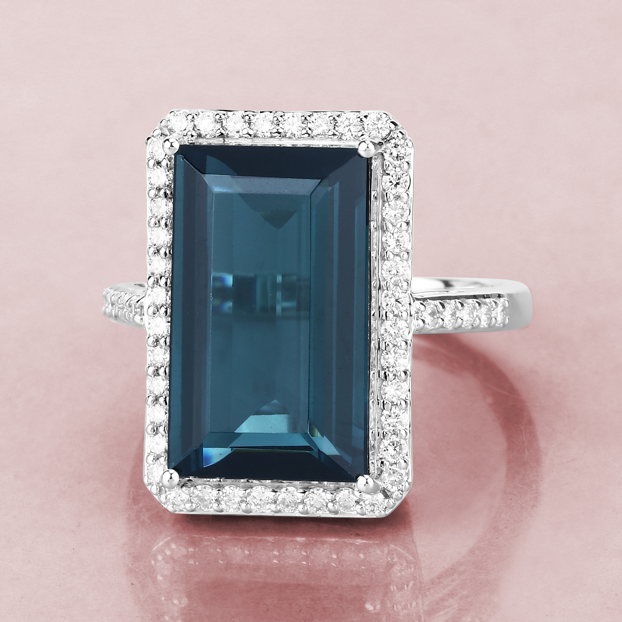 Natural Blue Tourmaline and Diamond Ring