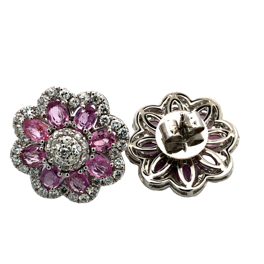 Natural Pink Sapphire and Diamond Earrings