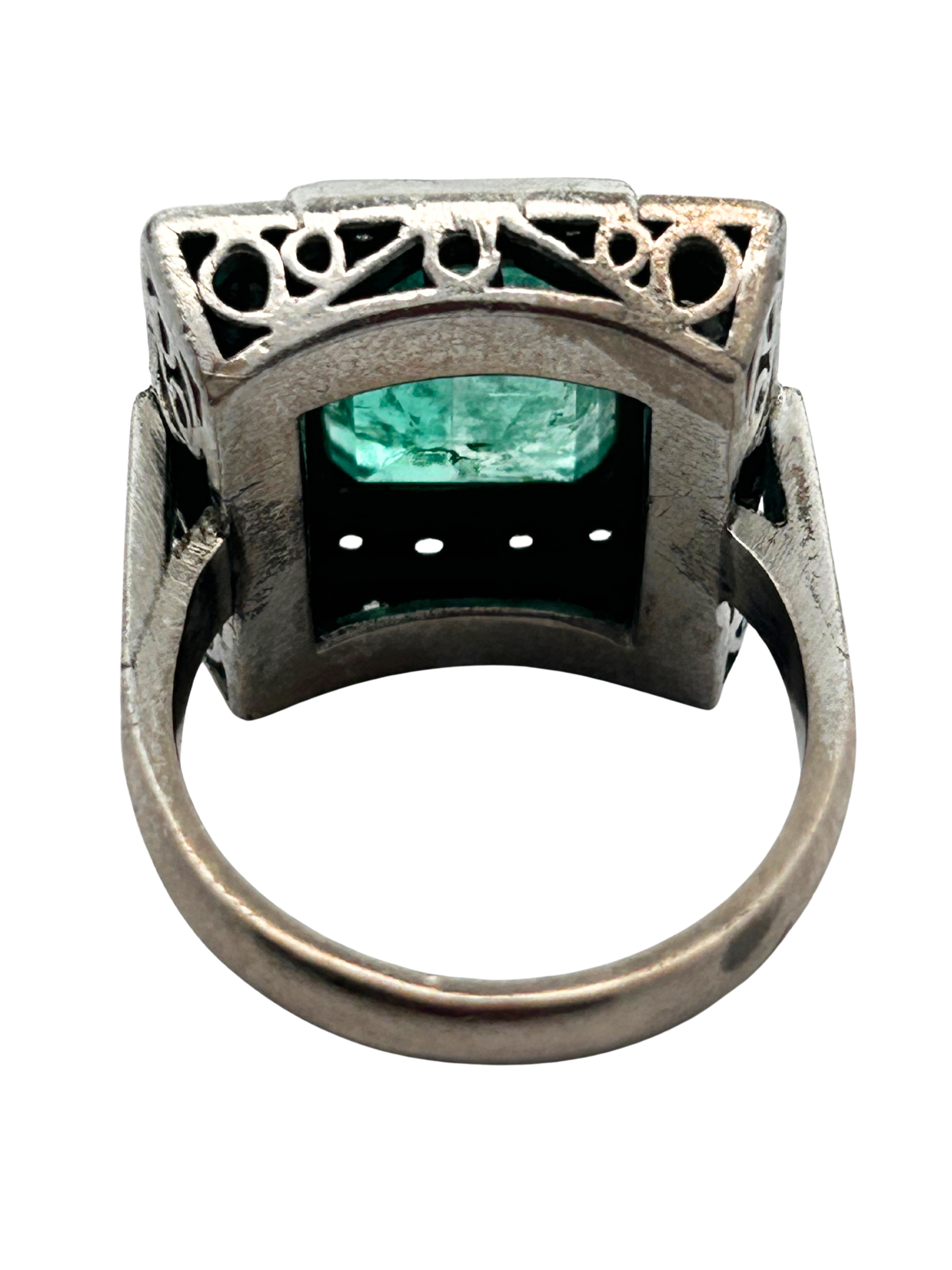 Vintage Style 4.58 Ct Natural Emerald & Natural Diamond Ring