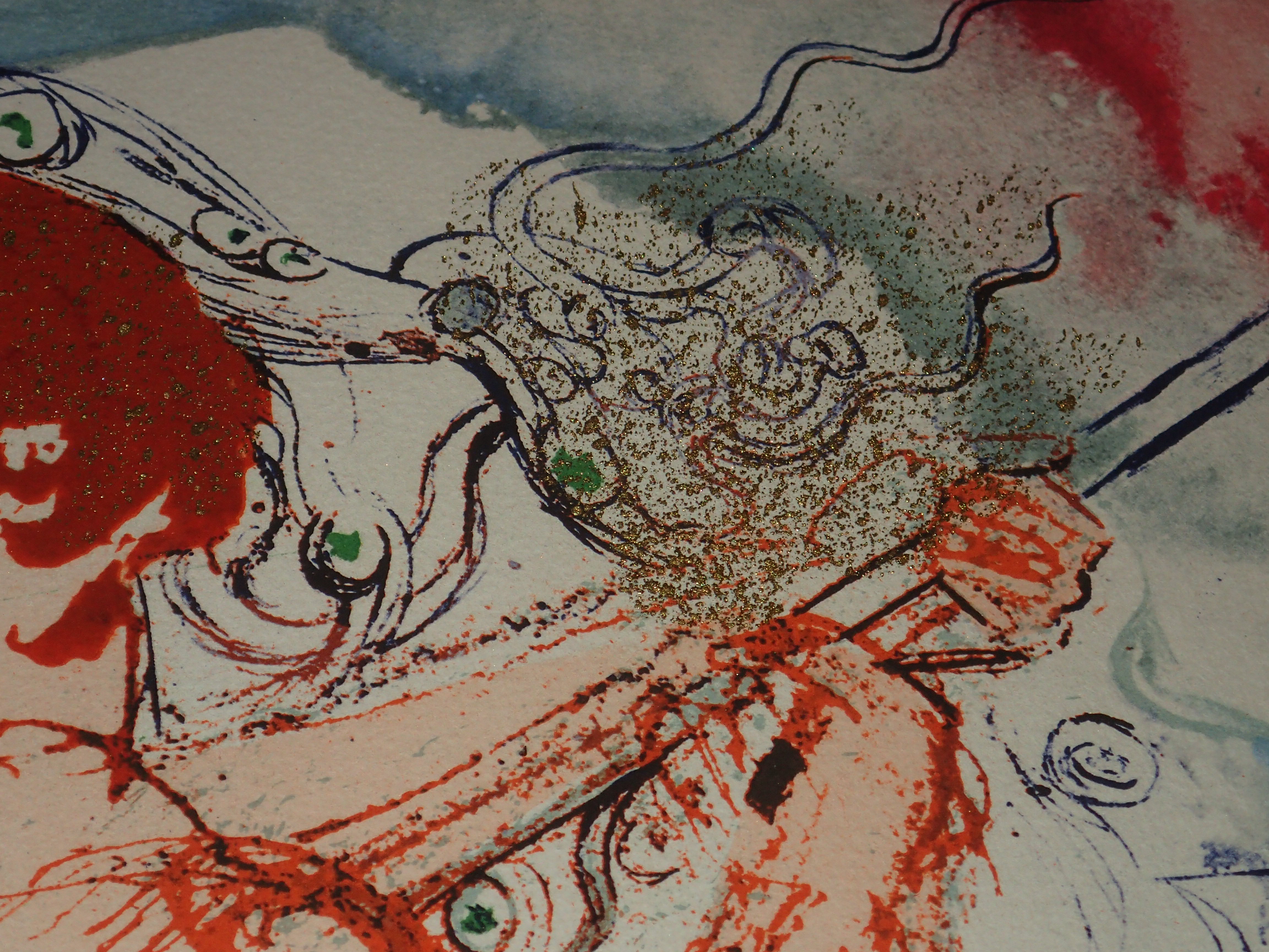 Salvador Dali Lithograph Mixed Media Hand Signed