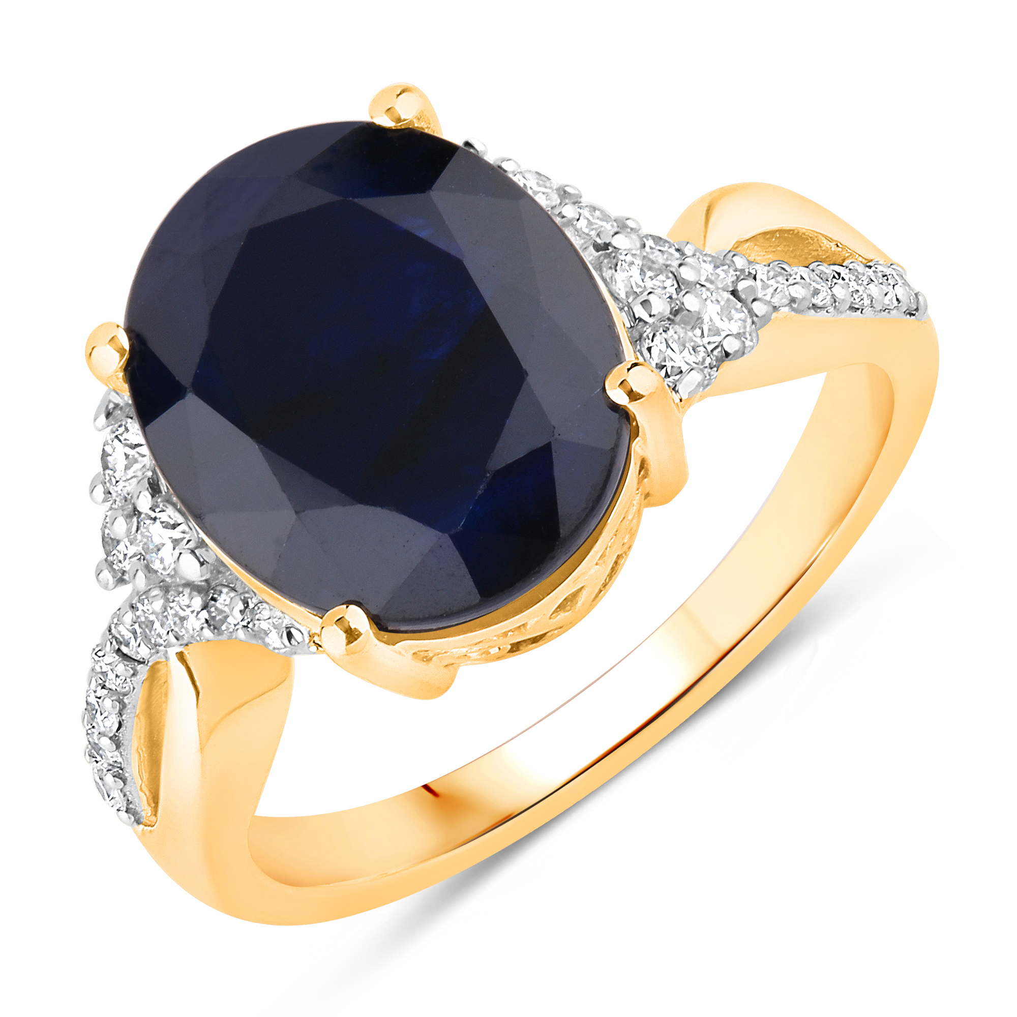 Natural Blue Sapphire and Diamond Ring