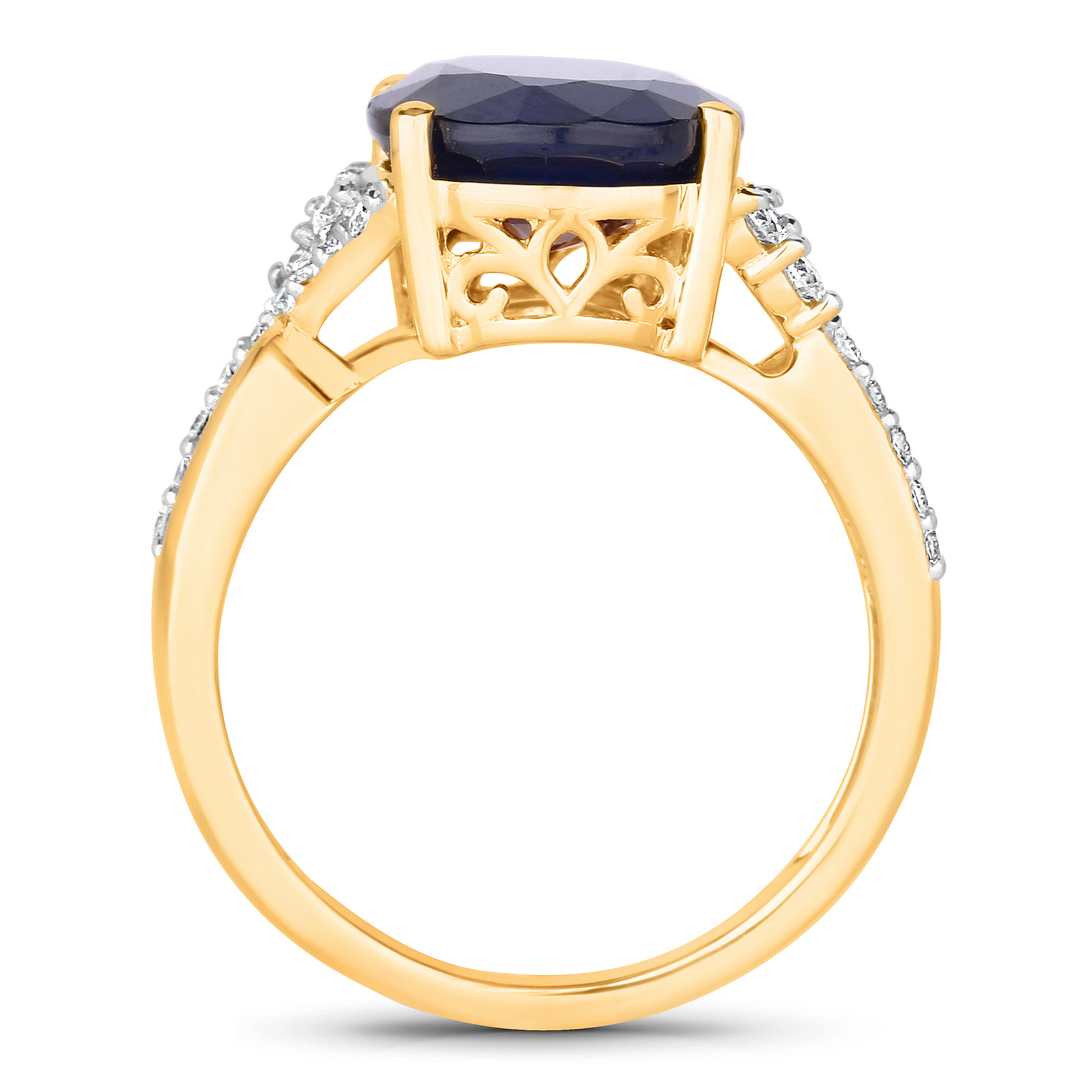 Natural Blue Sapphire and Diamond Ring