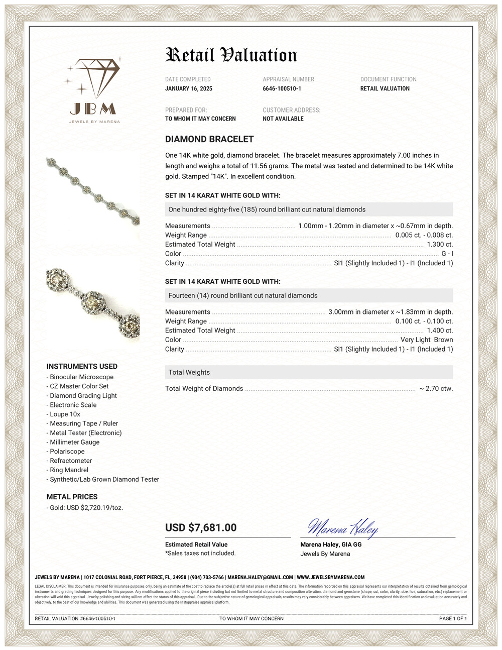 Ladies Natural Diamond Bracelet