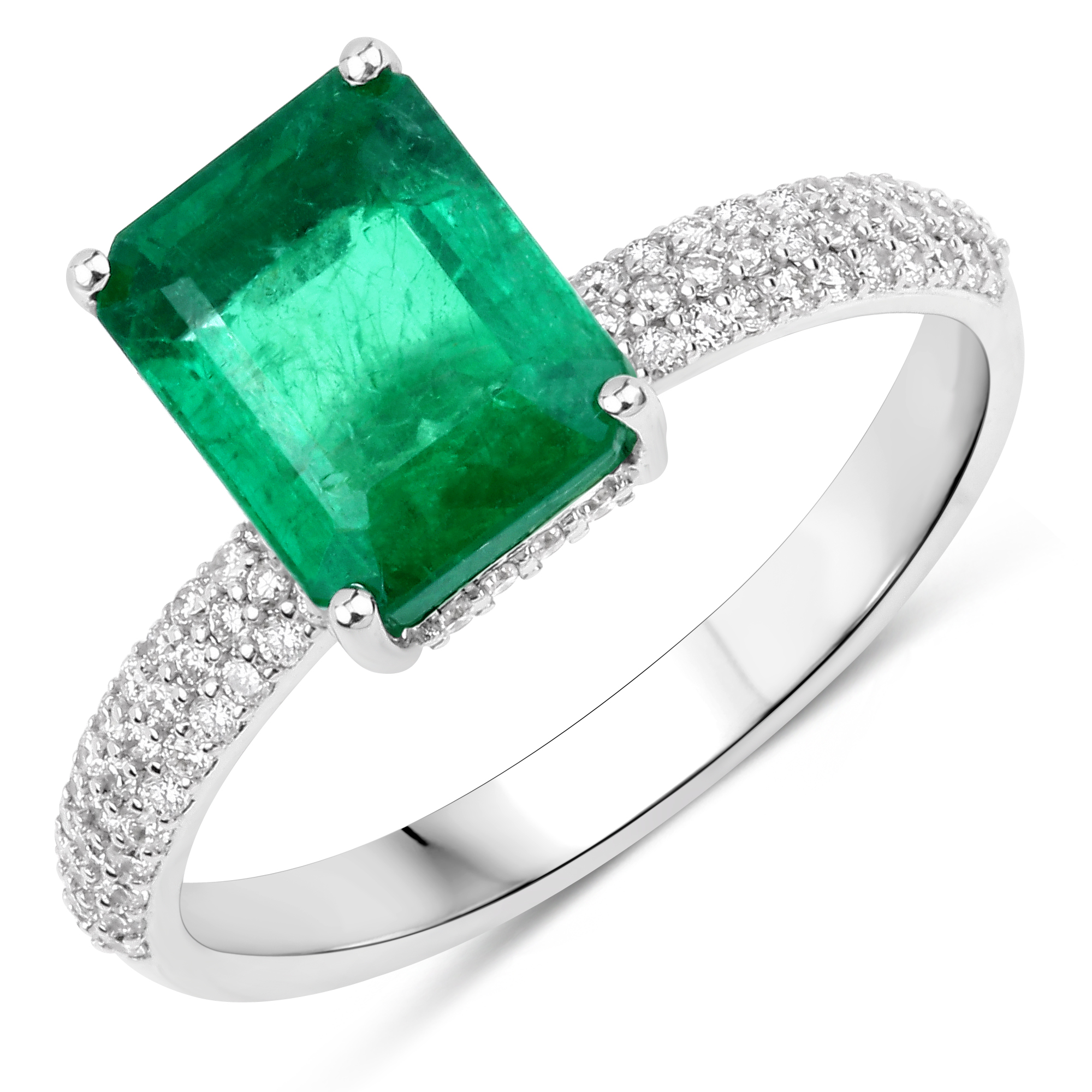 IGI Certified Zambian Emerald and Natural Diamond Ring