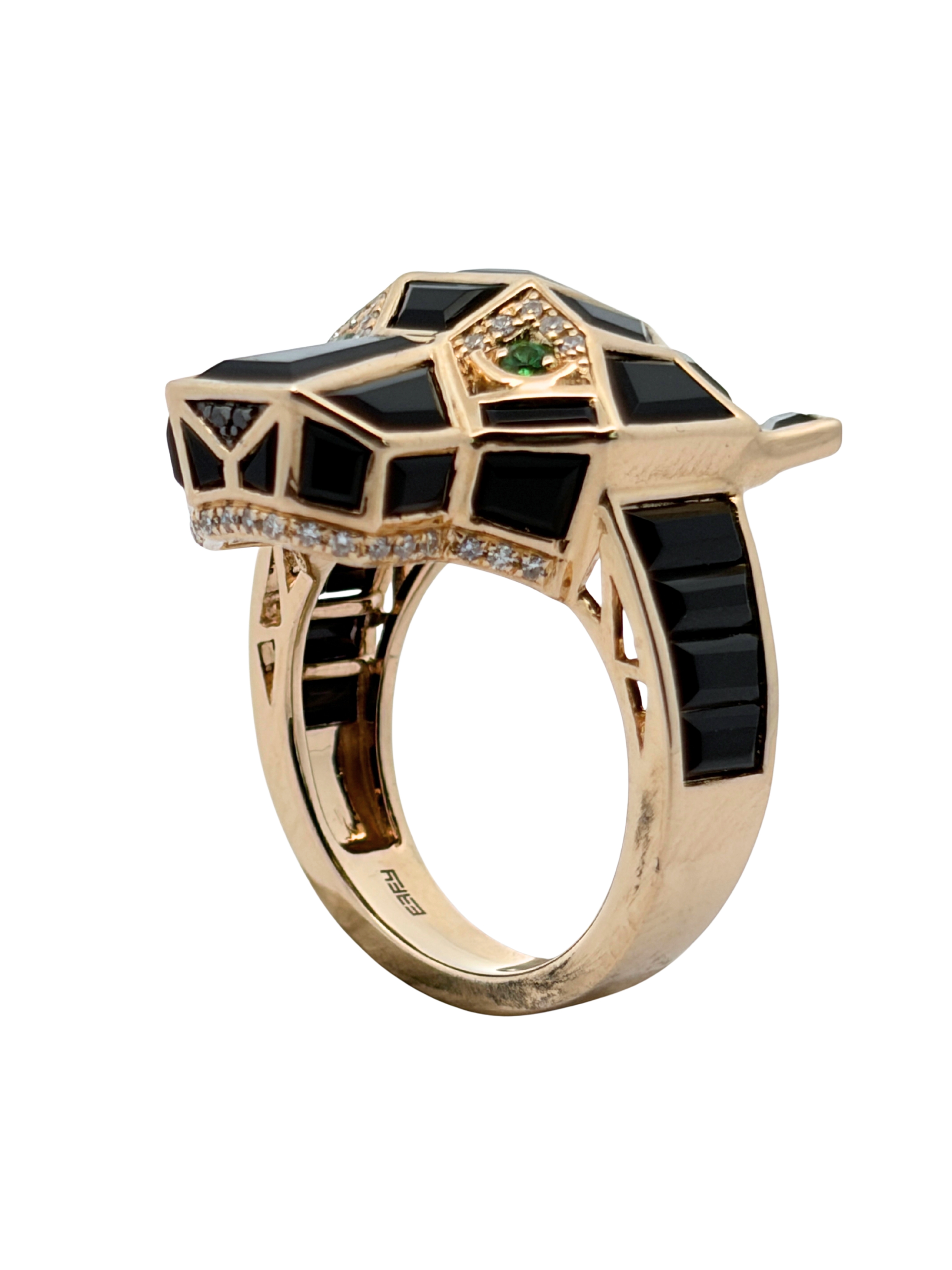 EFFY Panther Onyx, Diamond & Tsavorite Ring
