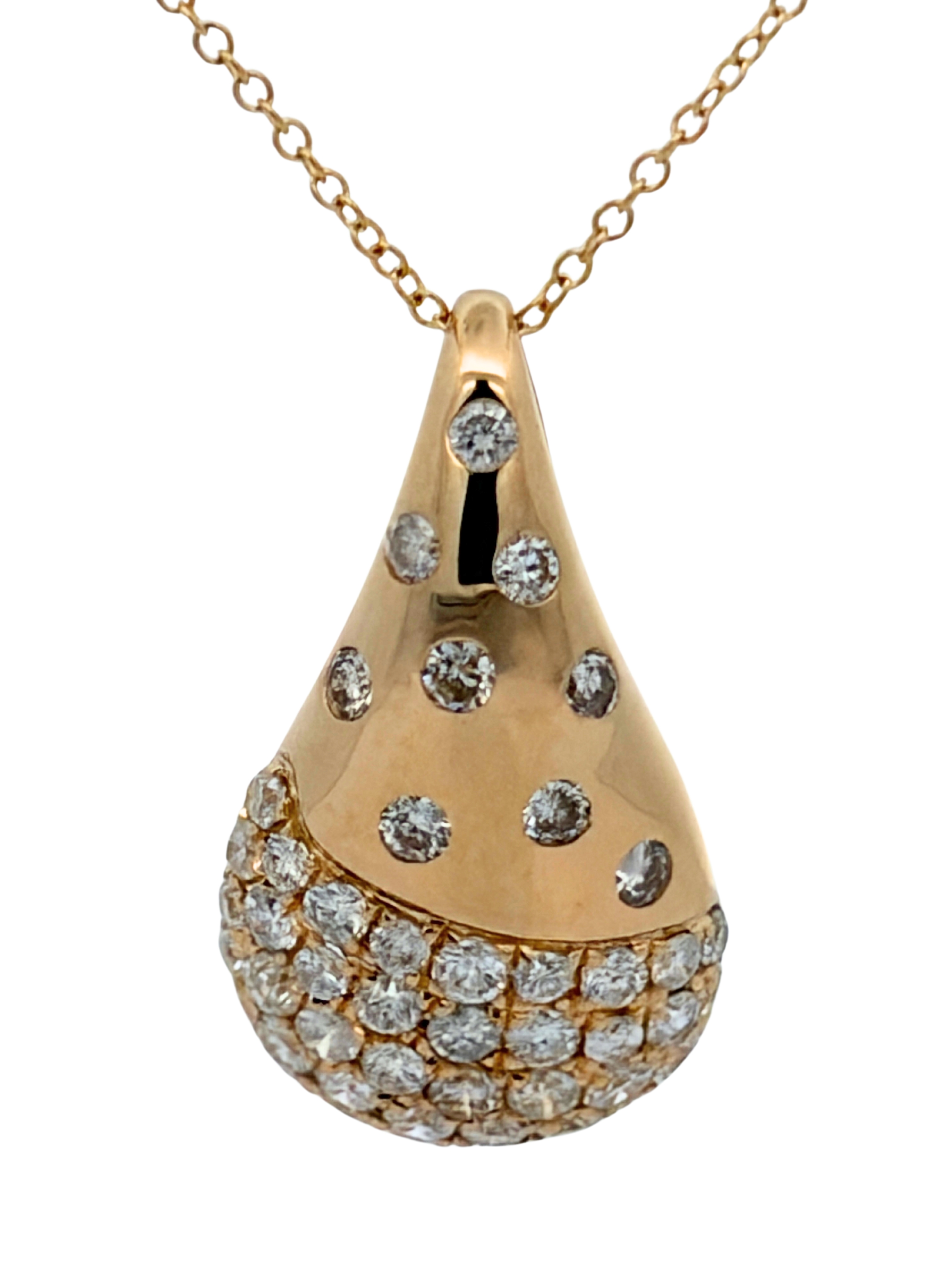 Teardrop Pendant with Diamonds on chain