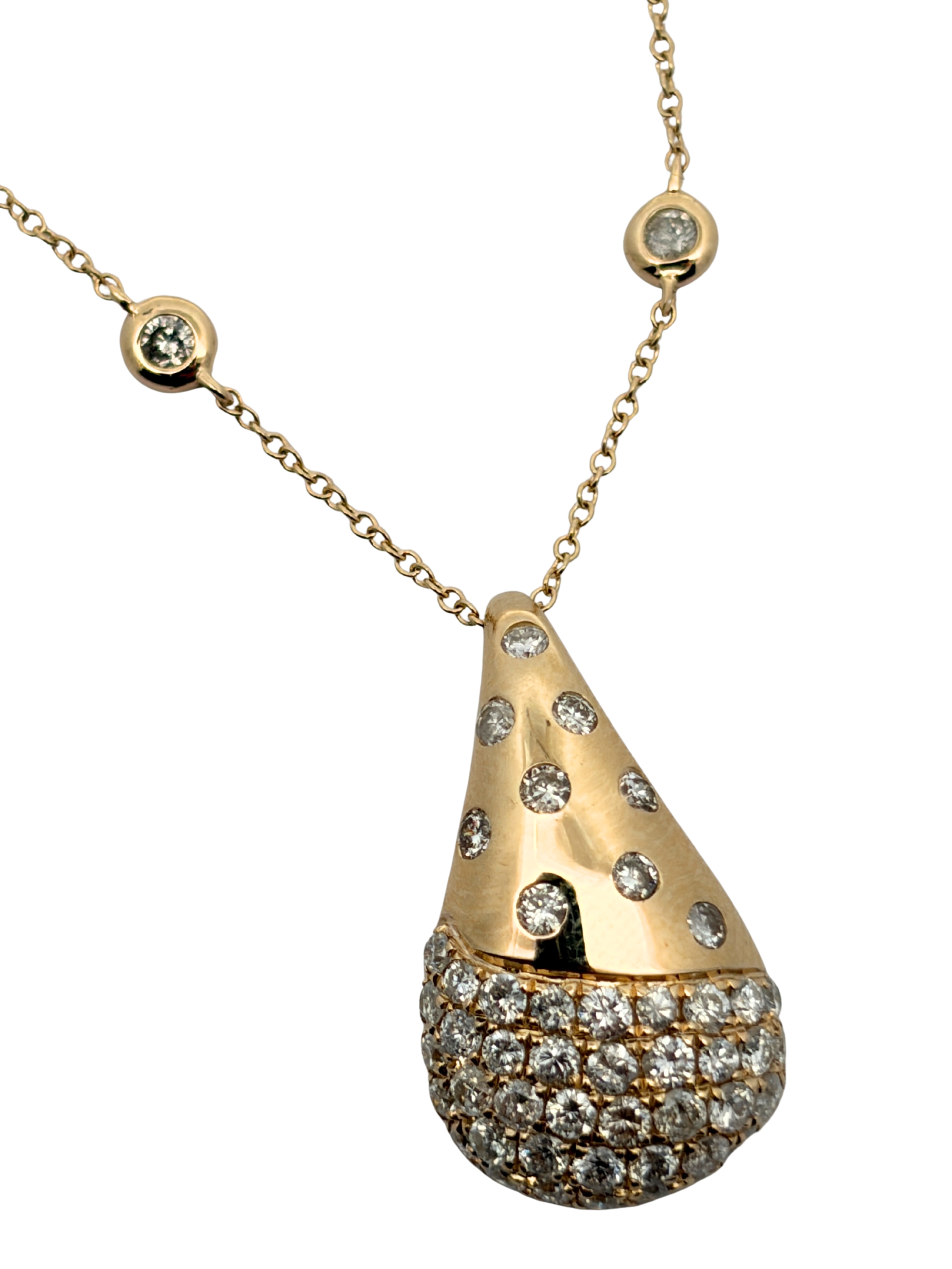 Teardrop Pendant with Diamonds on chain