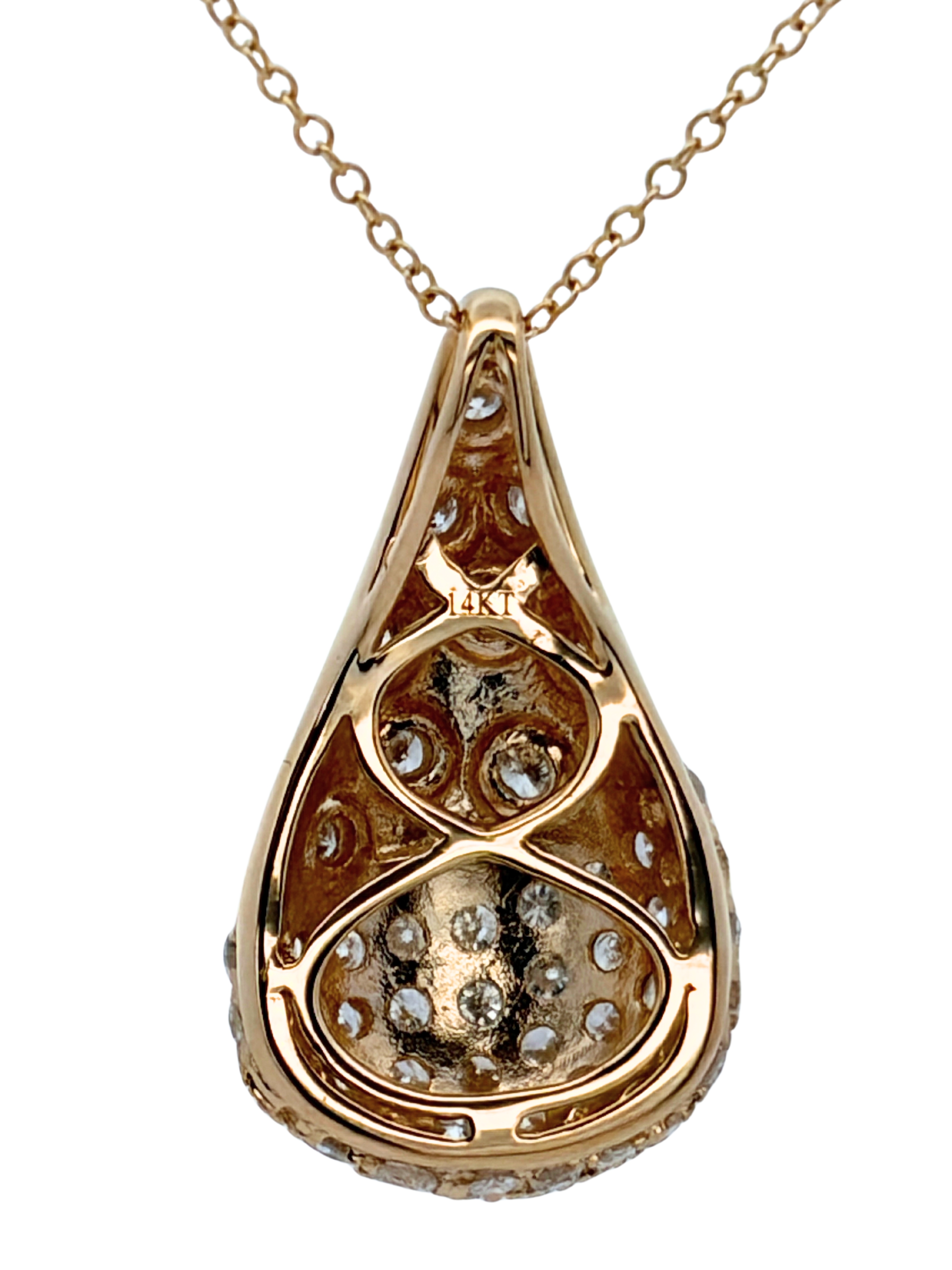 Teardrop Pendant with Diamonds on chain