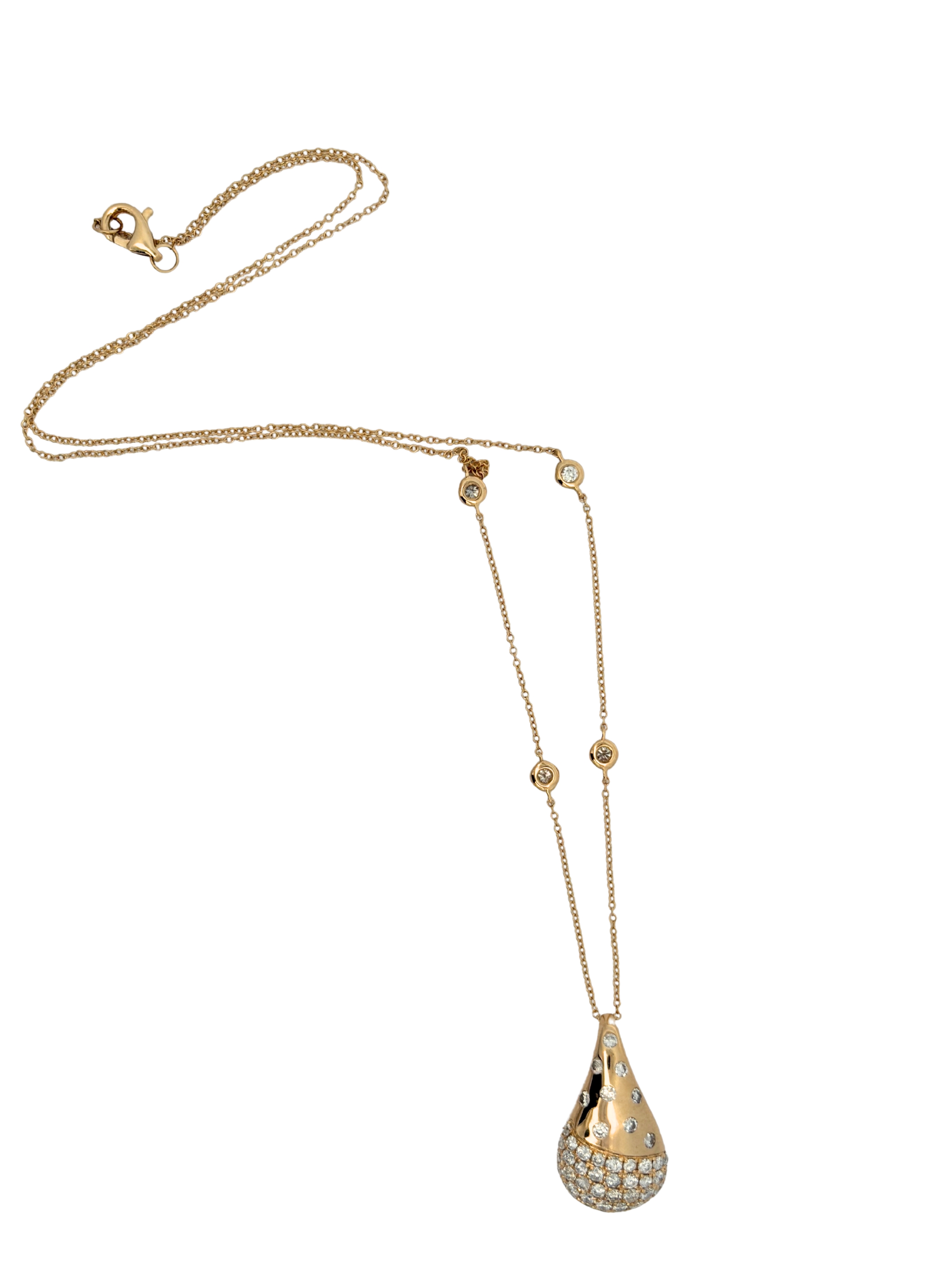 Teardrop Pendant with Diamonds on chain
