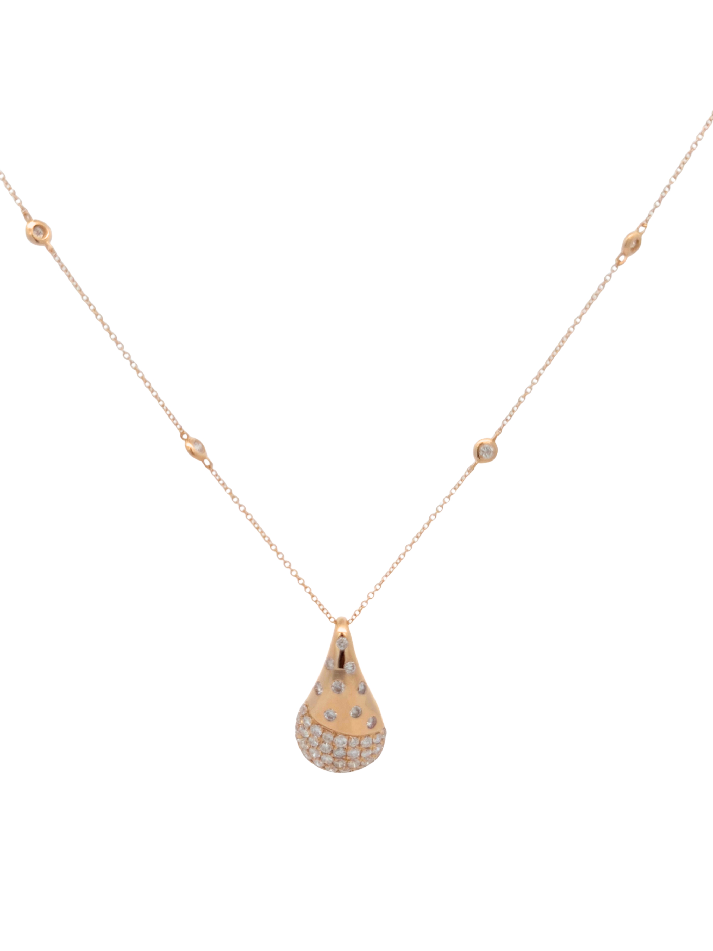 Teardrop Pendant with Diamonds on chain