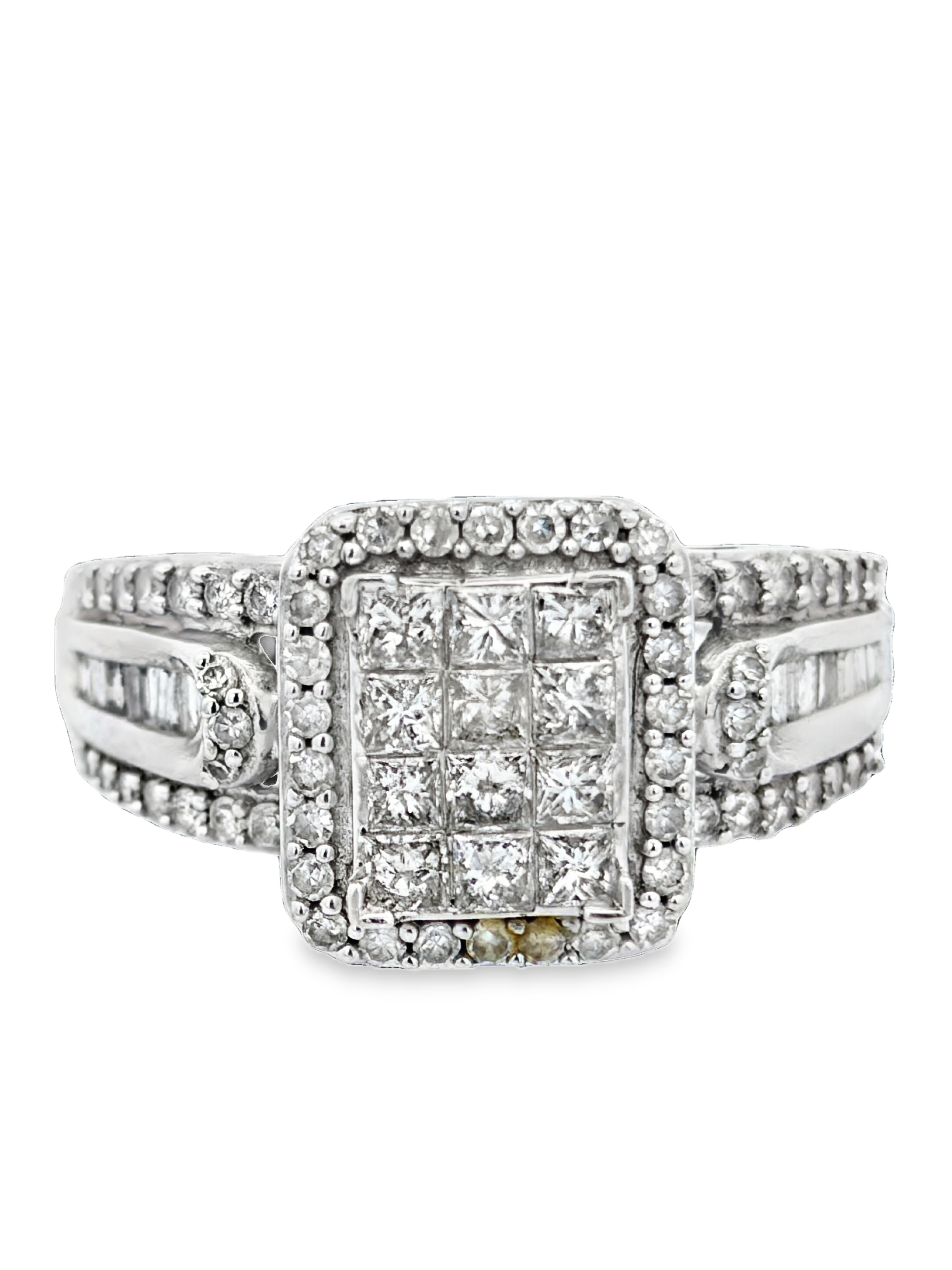 Invisible Set White Gold Halo Diamond Ring