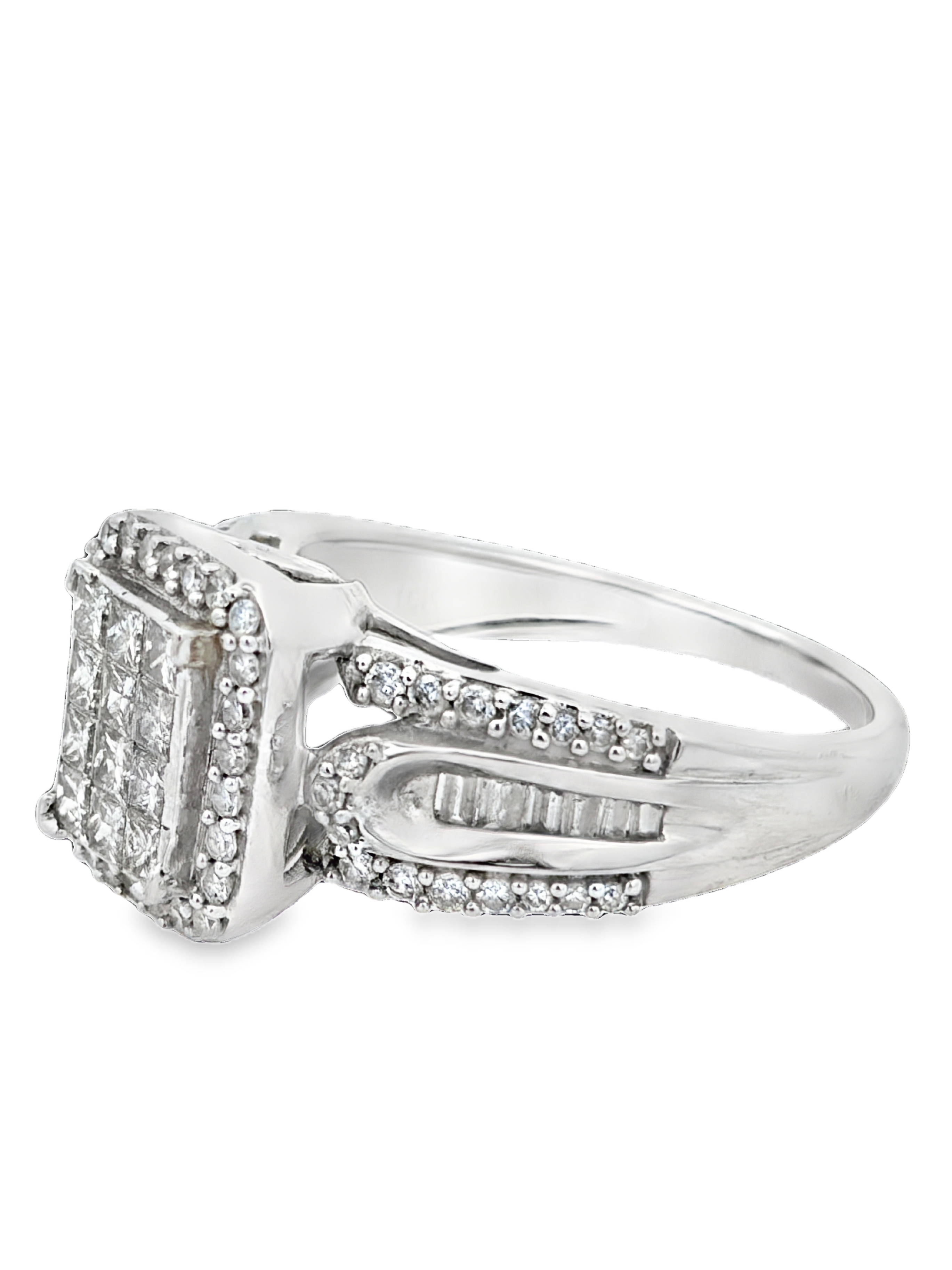 Invisible Set White Gold Halo Diamond Ring