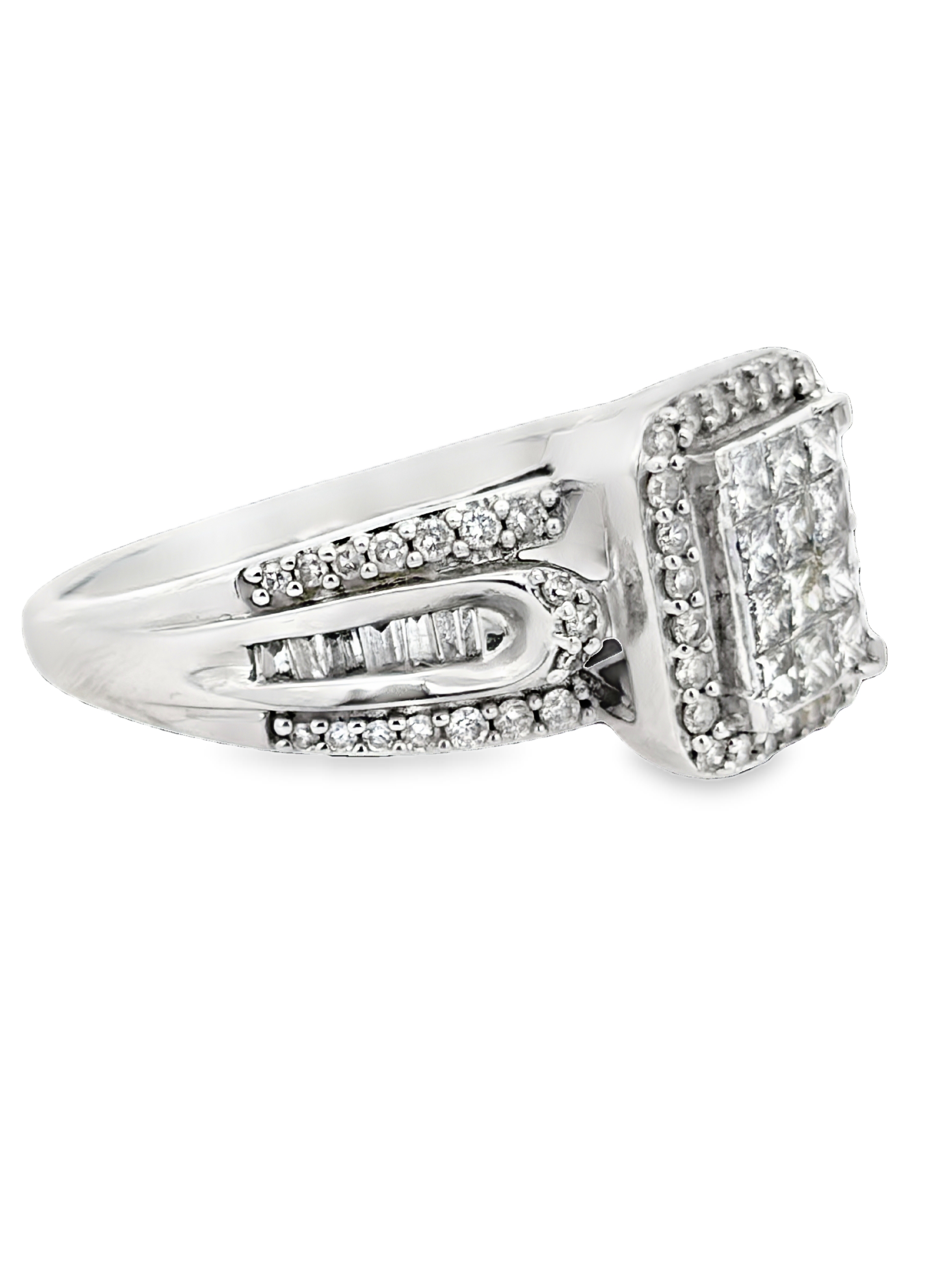 Invisible Set White Gold Halo Diamond Ring