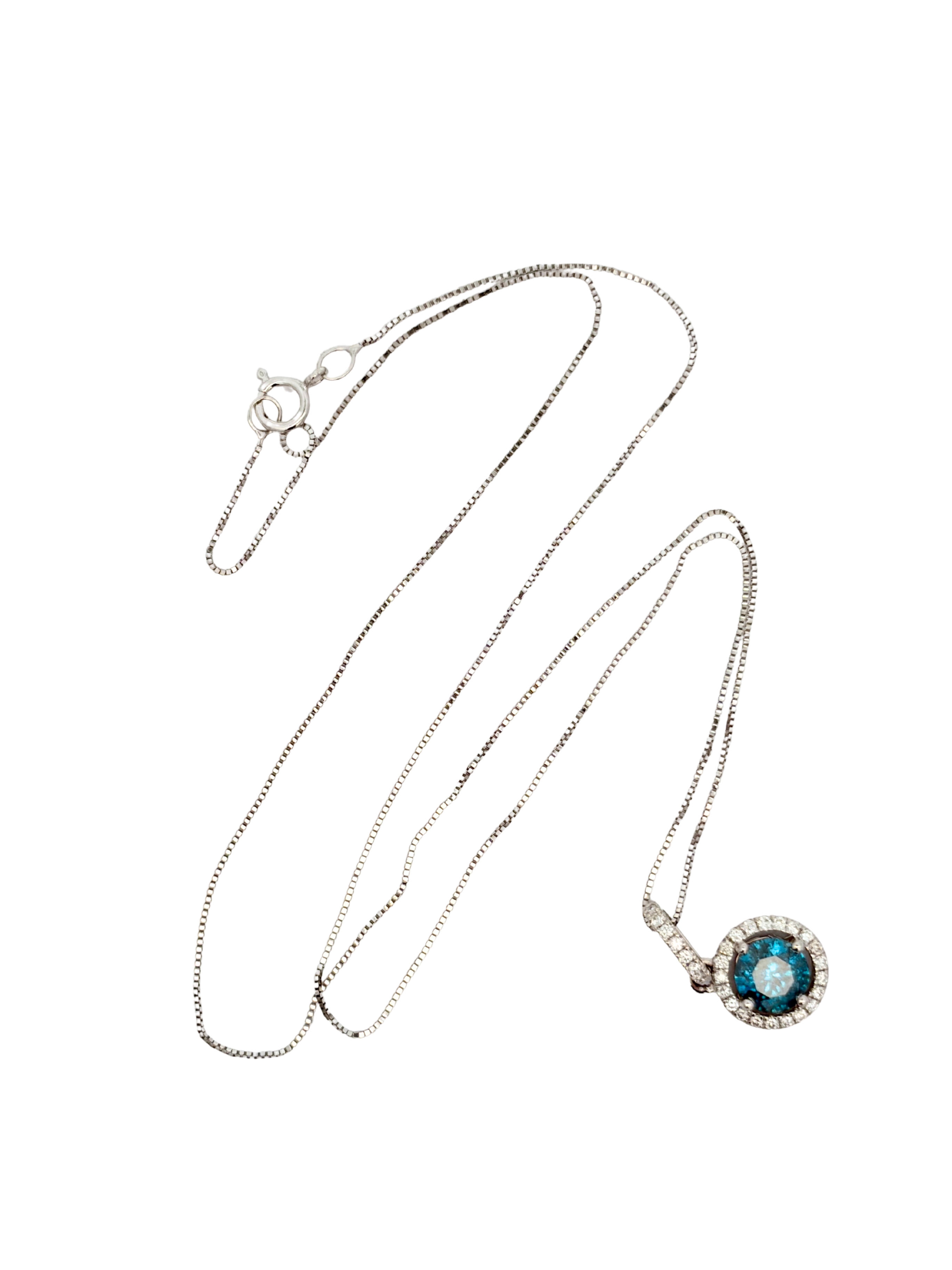 Blue Diamond Pendant with Diamond Halo