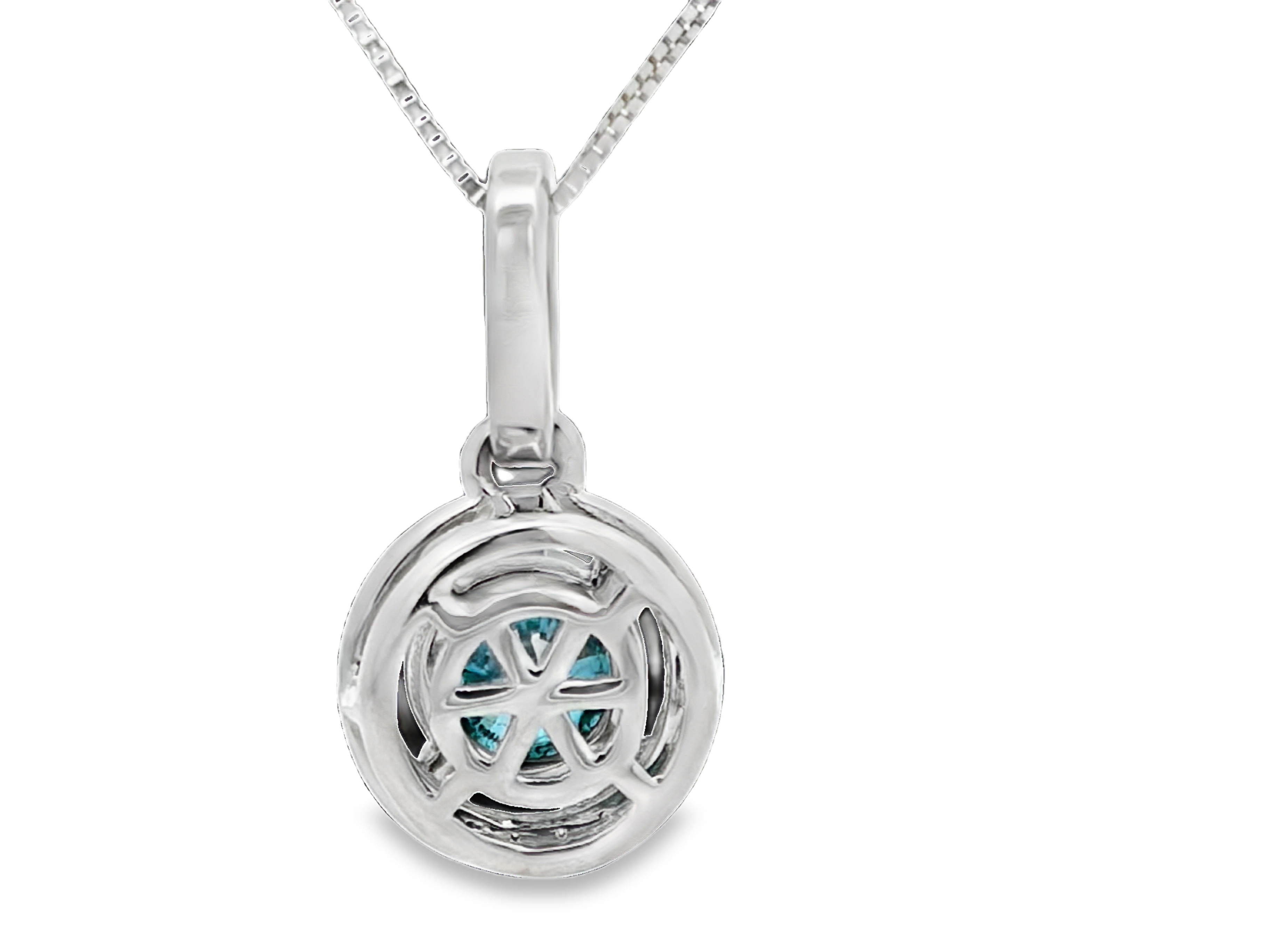 Blue Diamond Pendant with Diamond Halo