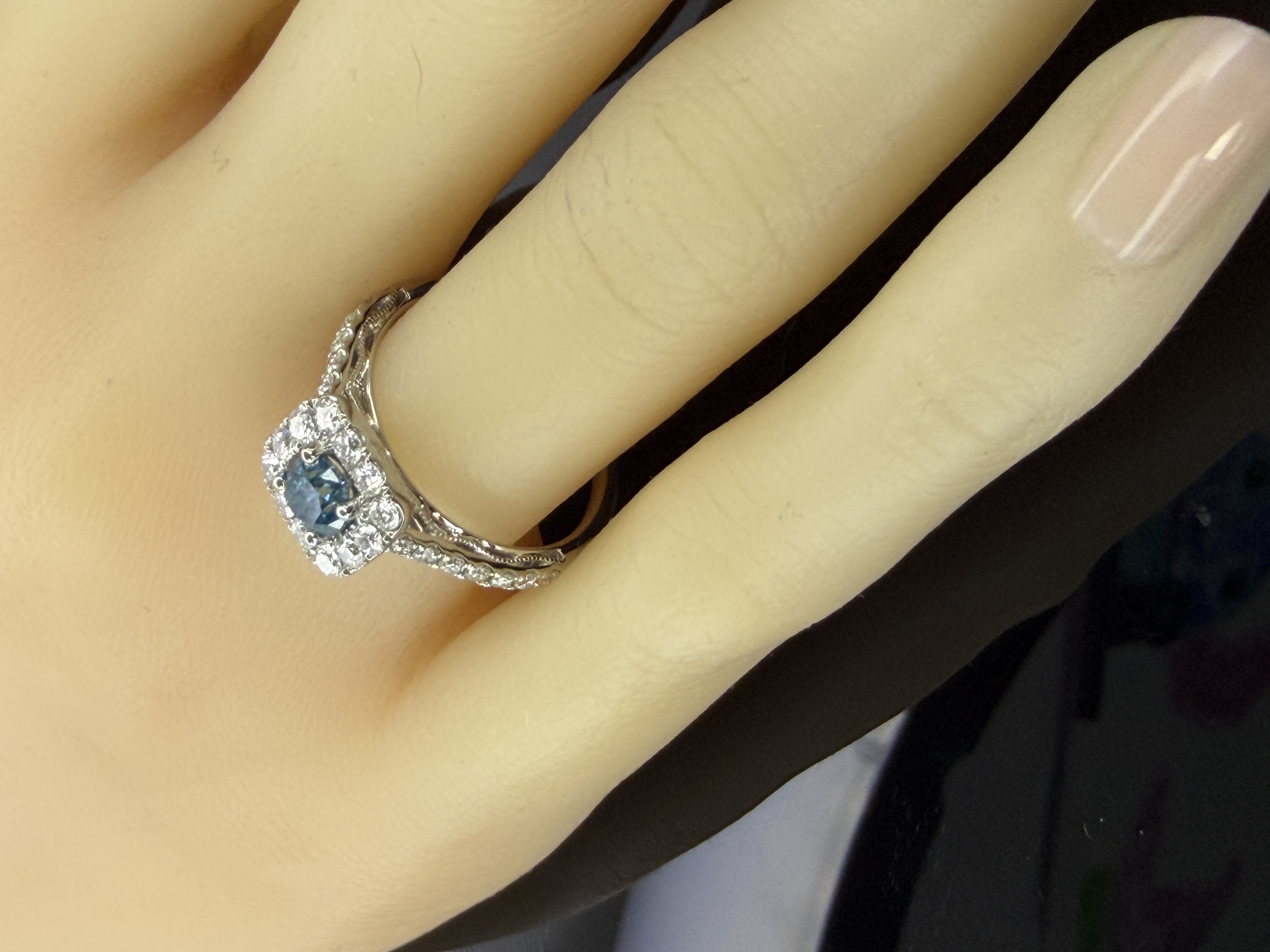 Blue & White Diamond Ring