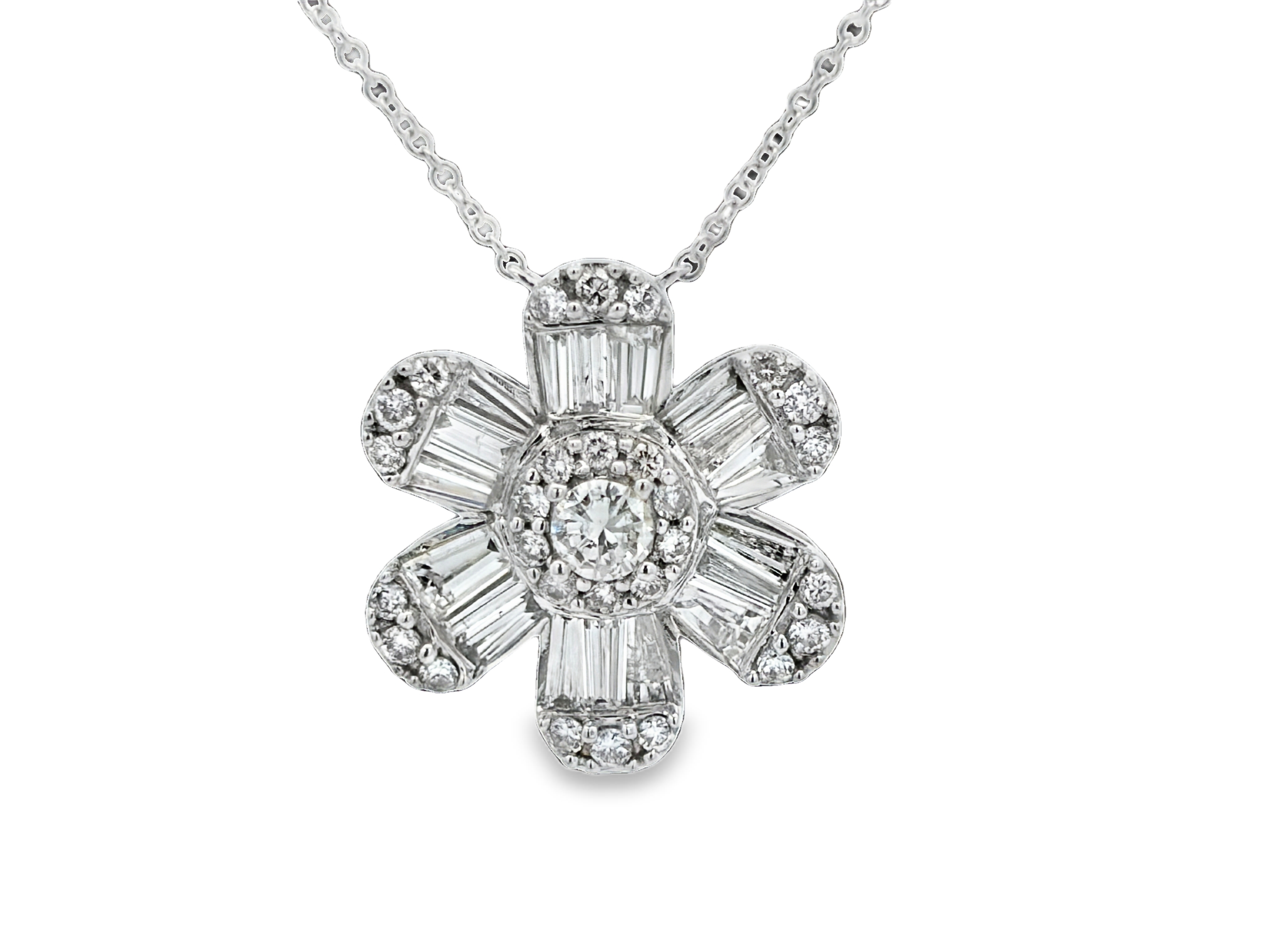 White Gold Diamond Flower Pendant