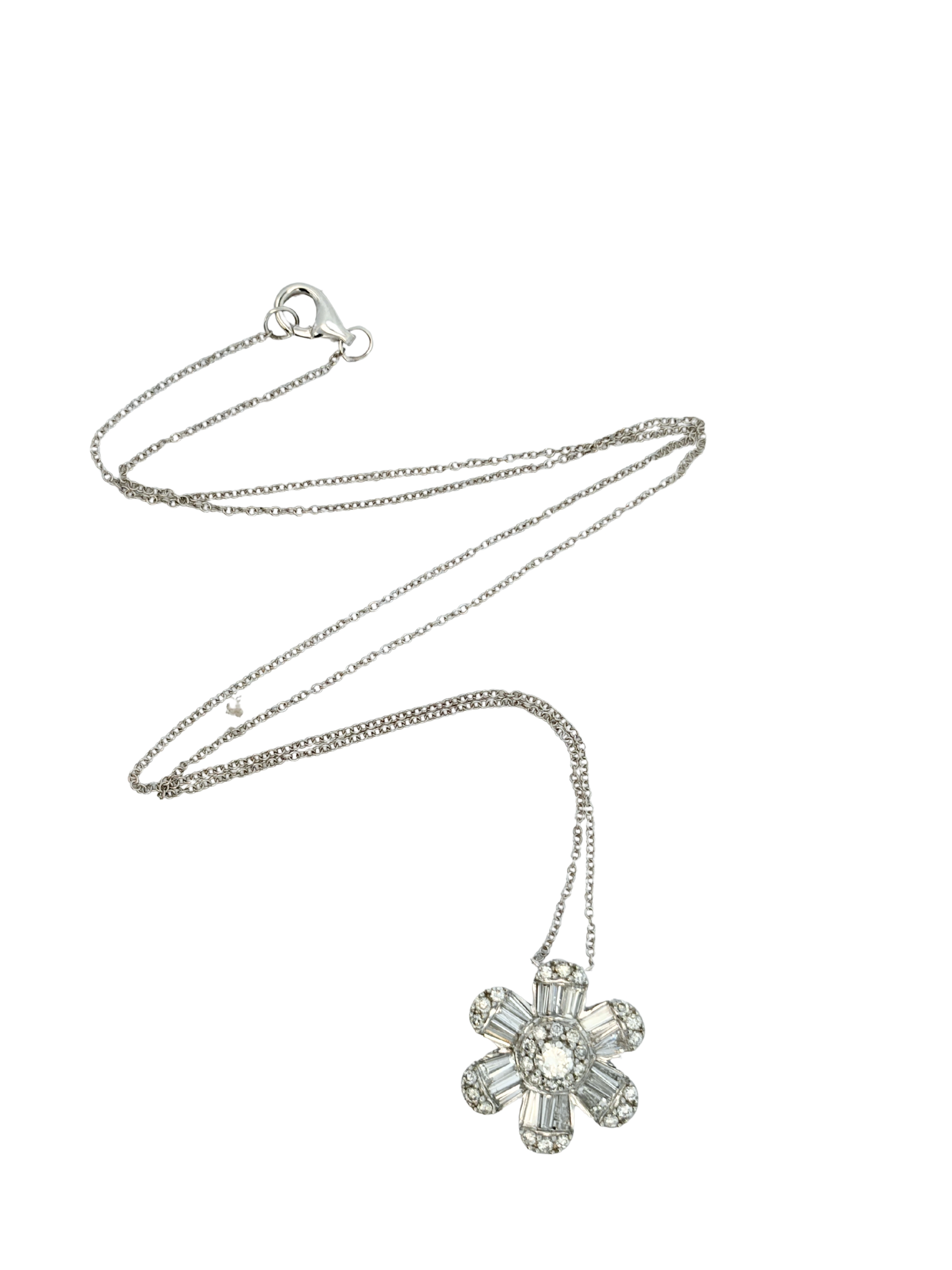 White Gold Diamond Flower Pendant