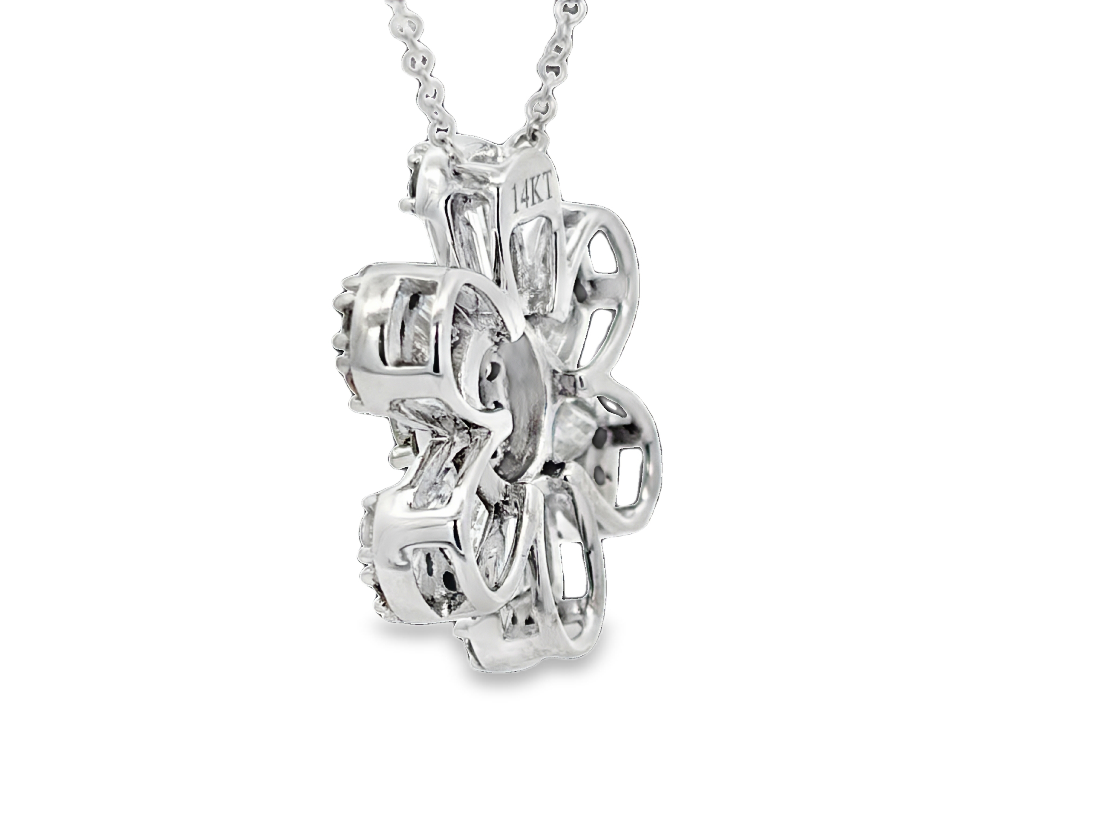 White Gold Diamond Flower Pendant