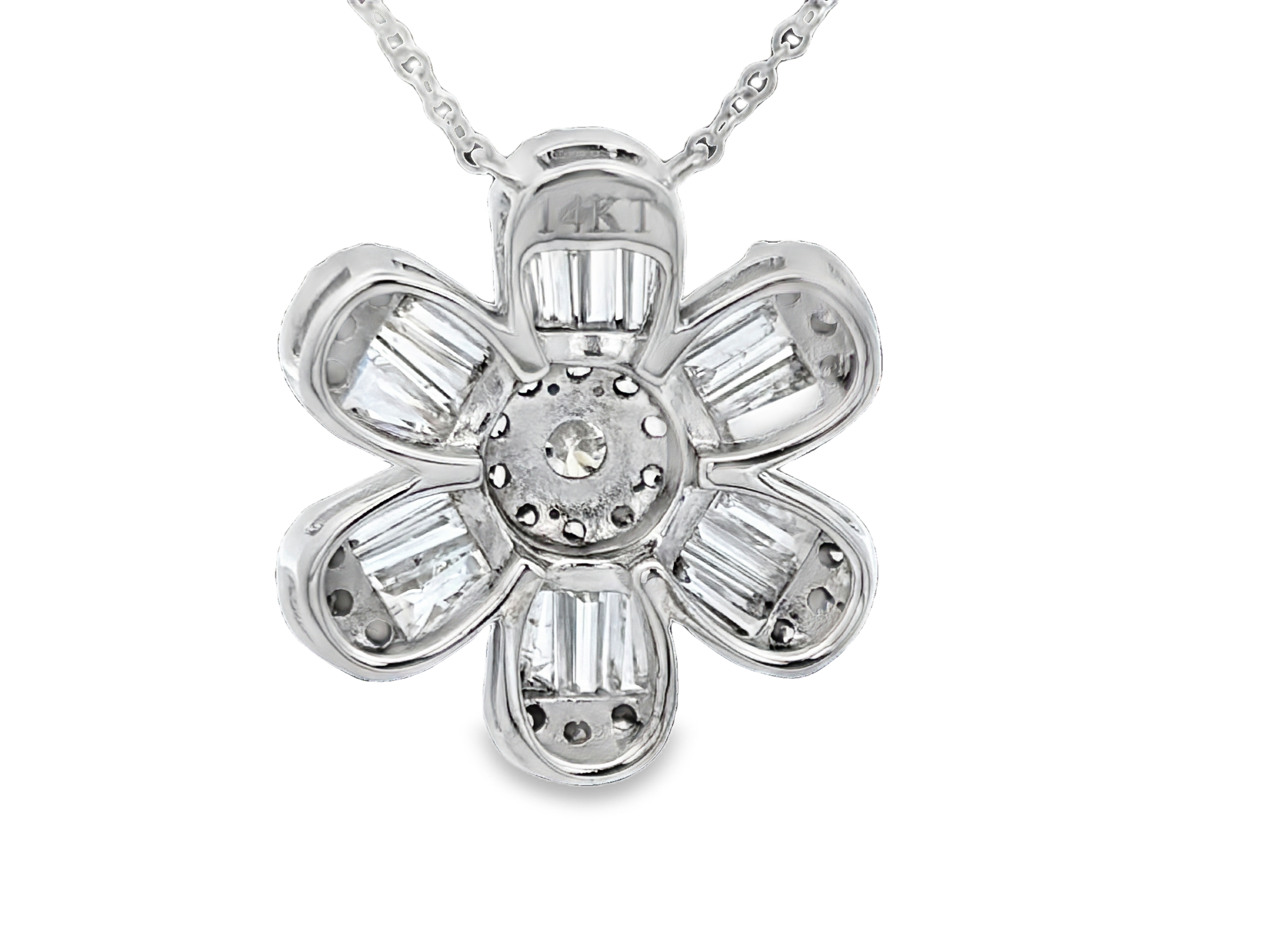 White Gold Diamond Flower Pendant