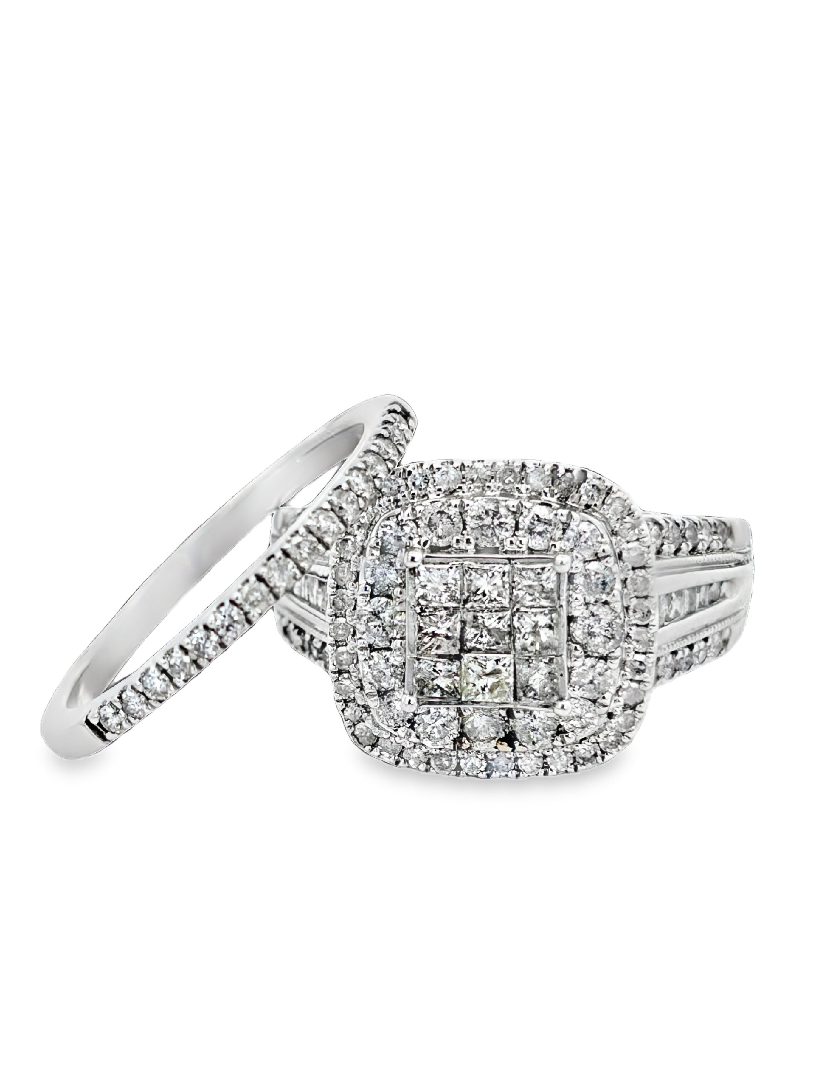 1.50 CTW Halo Diamond Bridal Set in White Gold