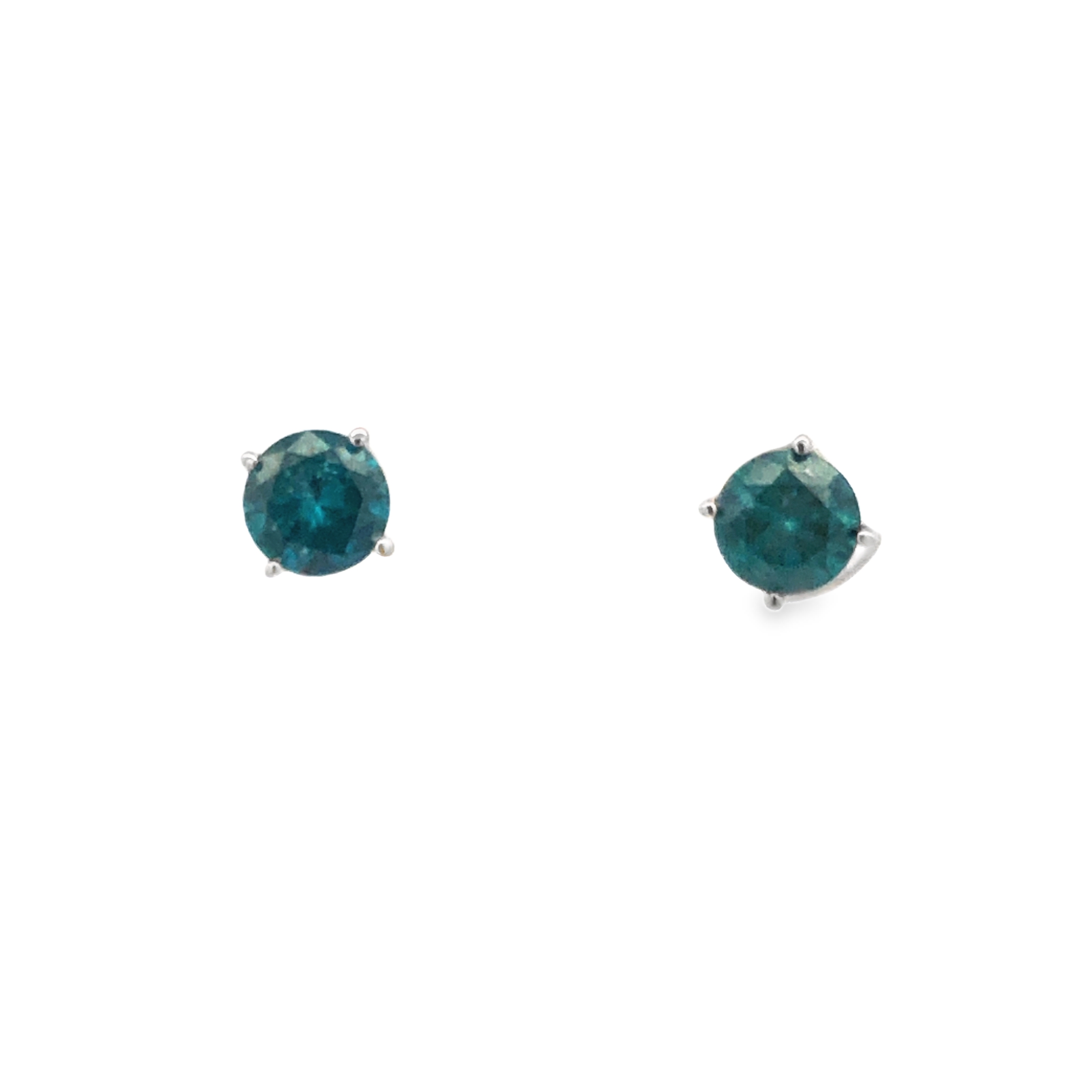 Blue Diamond Stud Earrings in White Gold