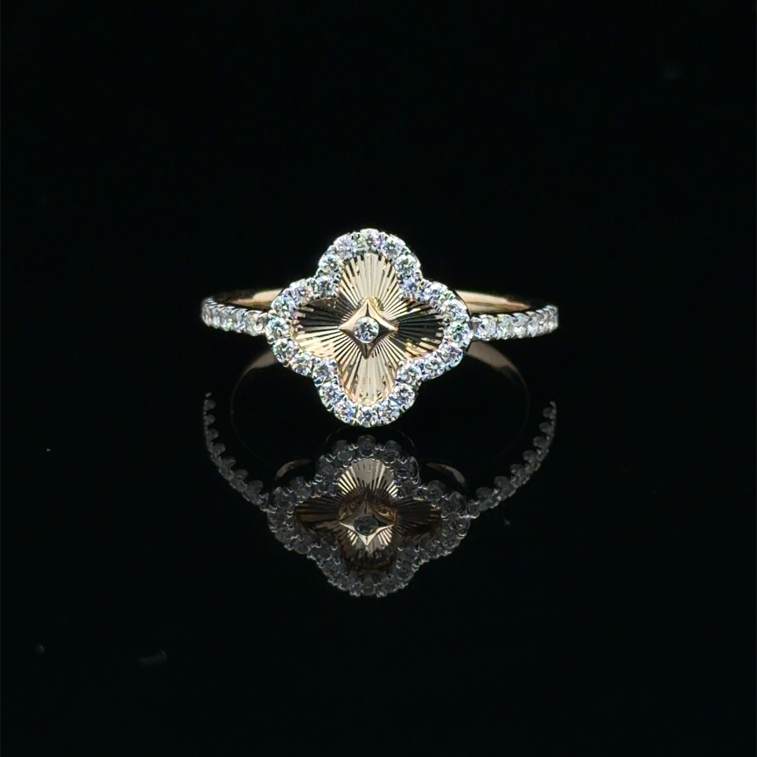 14K Quatrefoil Diamond Ring