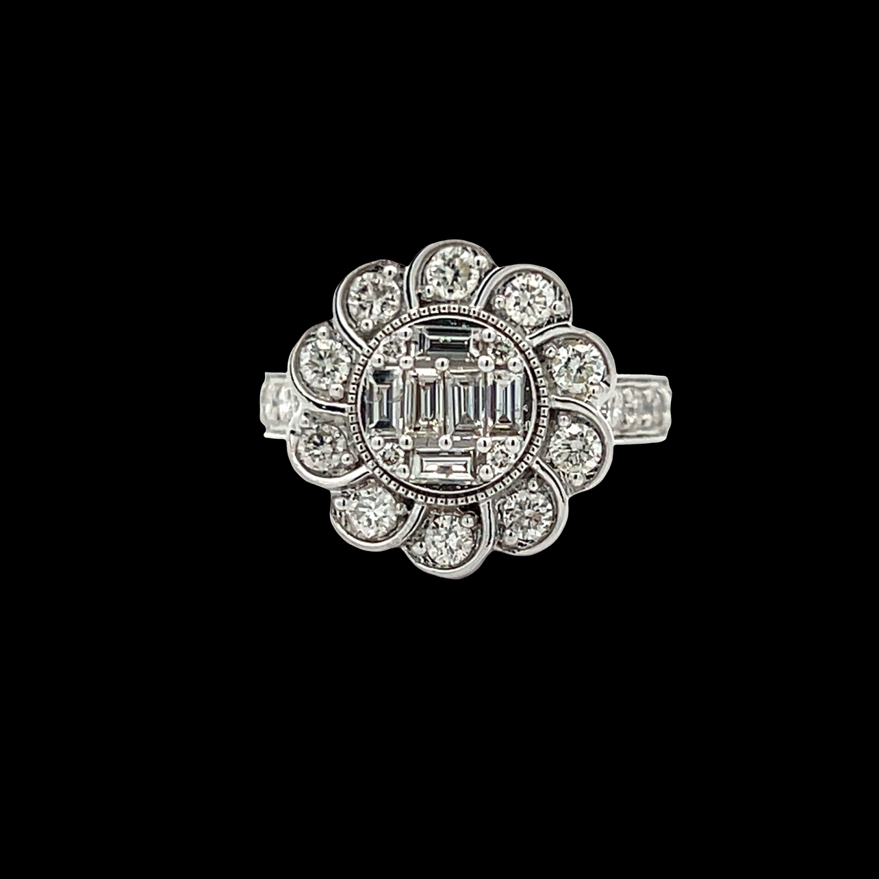 Diamond Floral Cluster Ring