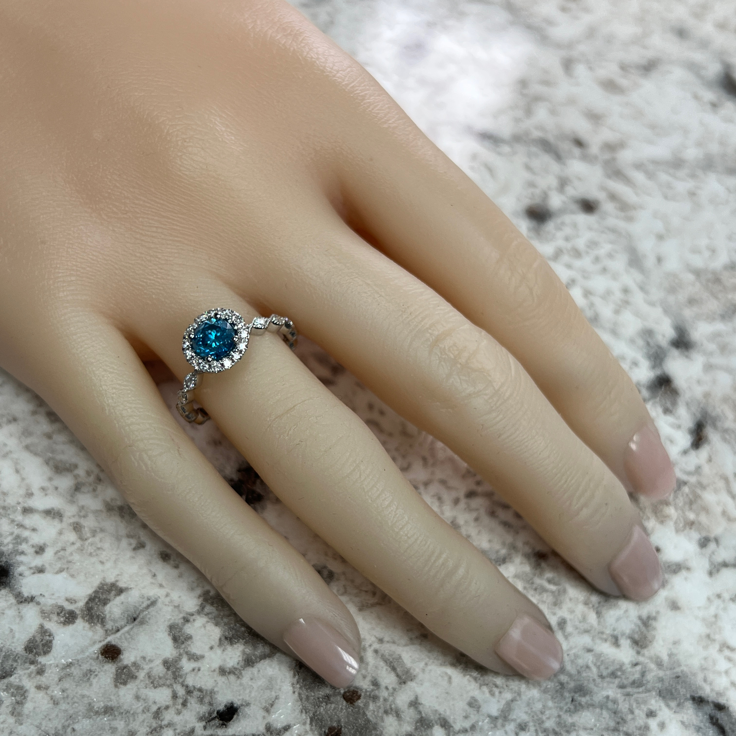 Blue & White Diamond Ring
