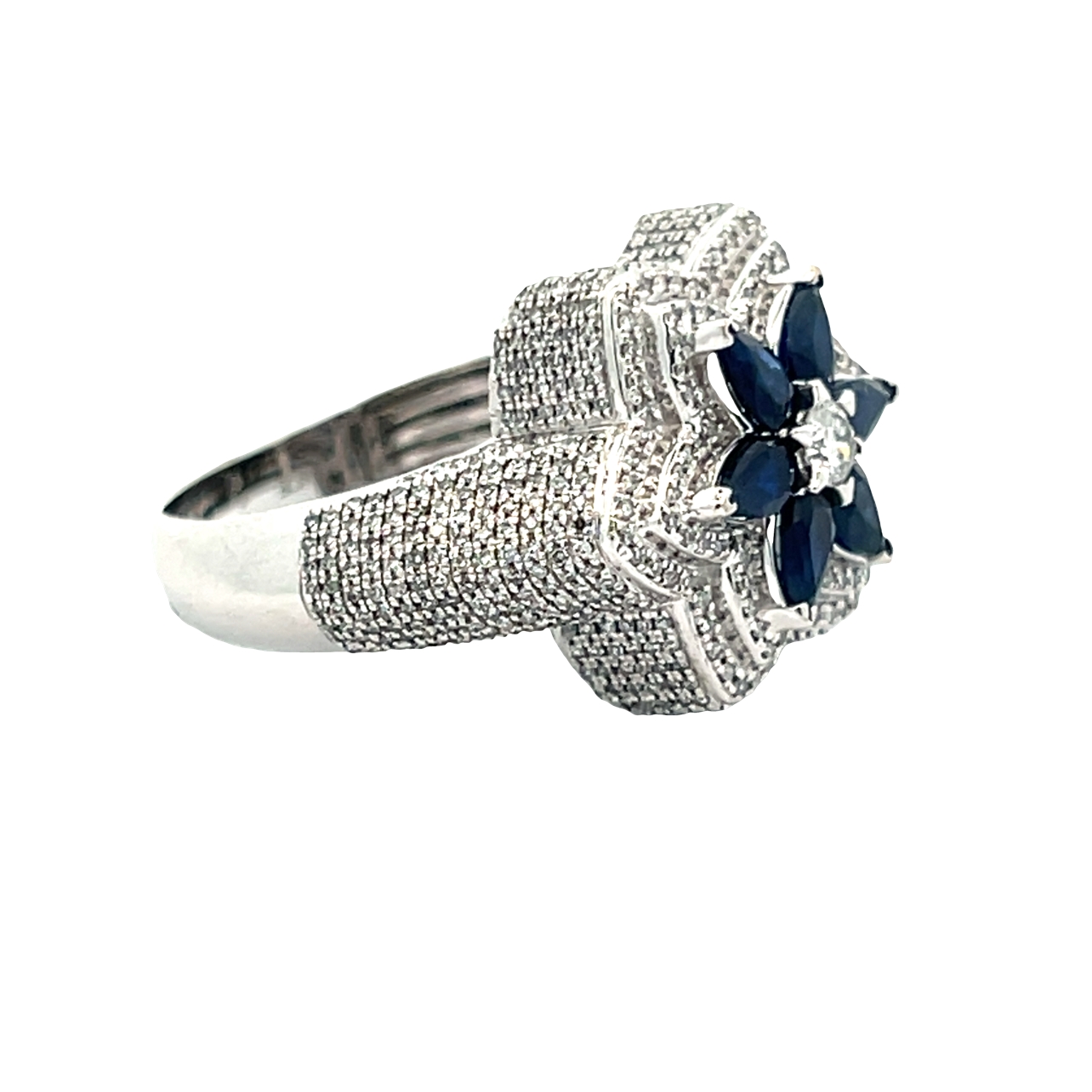 Star Shaped Statement Diamond & Sapphire Ring
