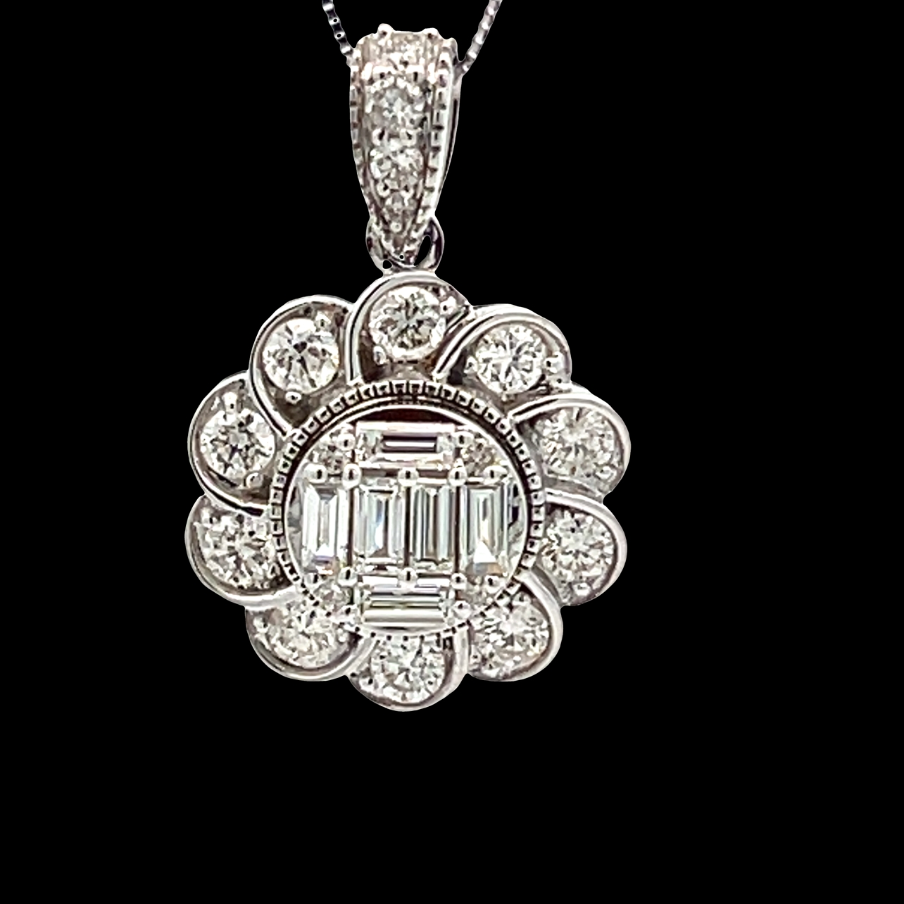 Floral Diamond Pendant on Chain