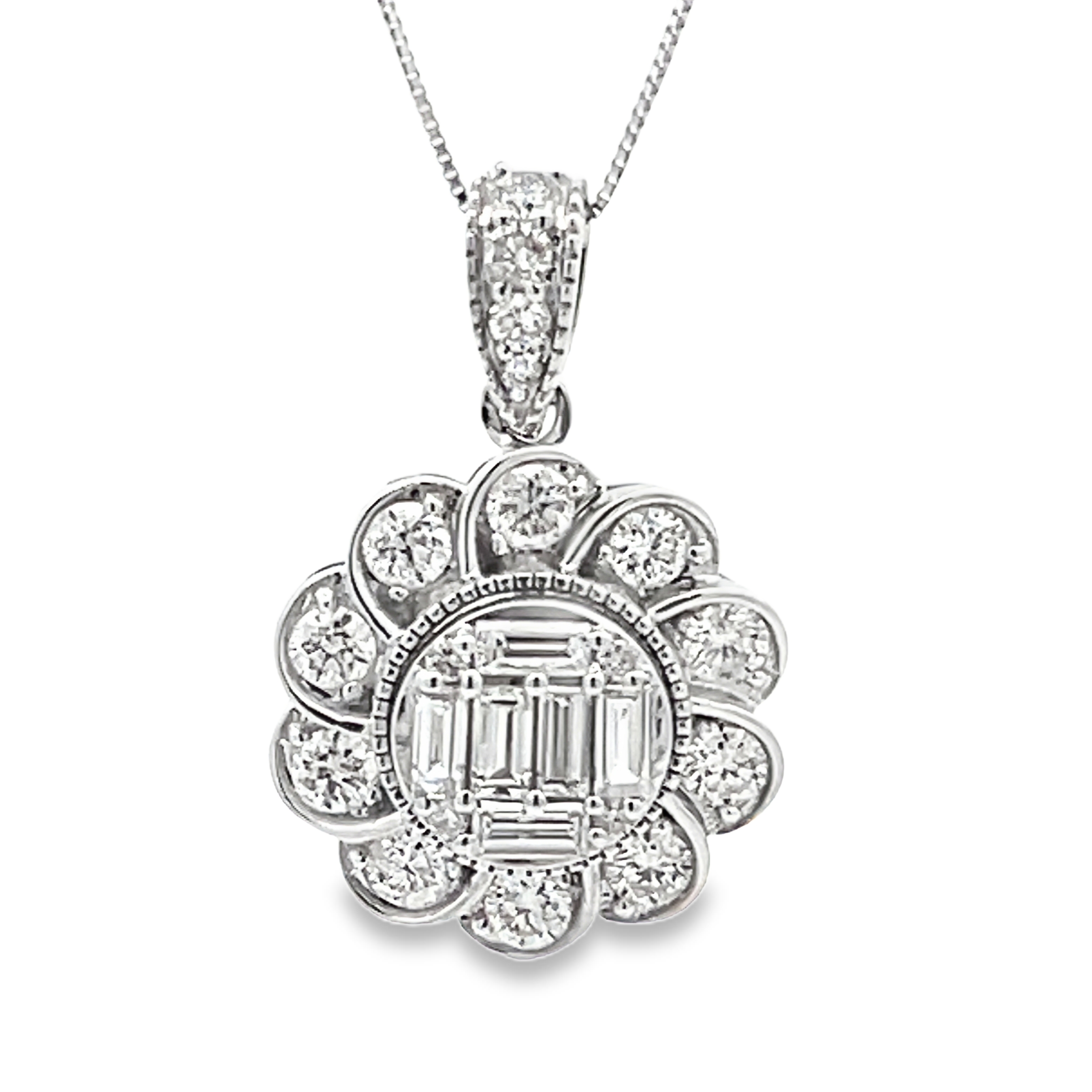 Floral Diamond Pendant on Chain