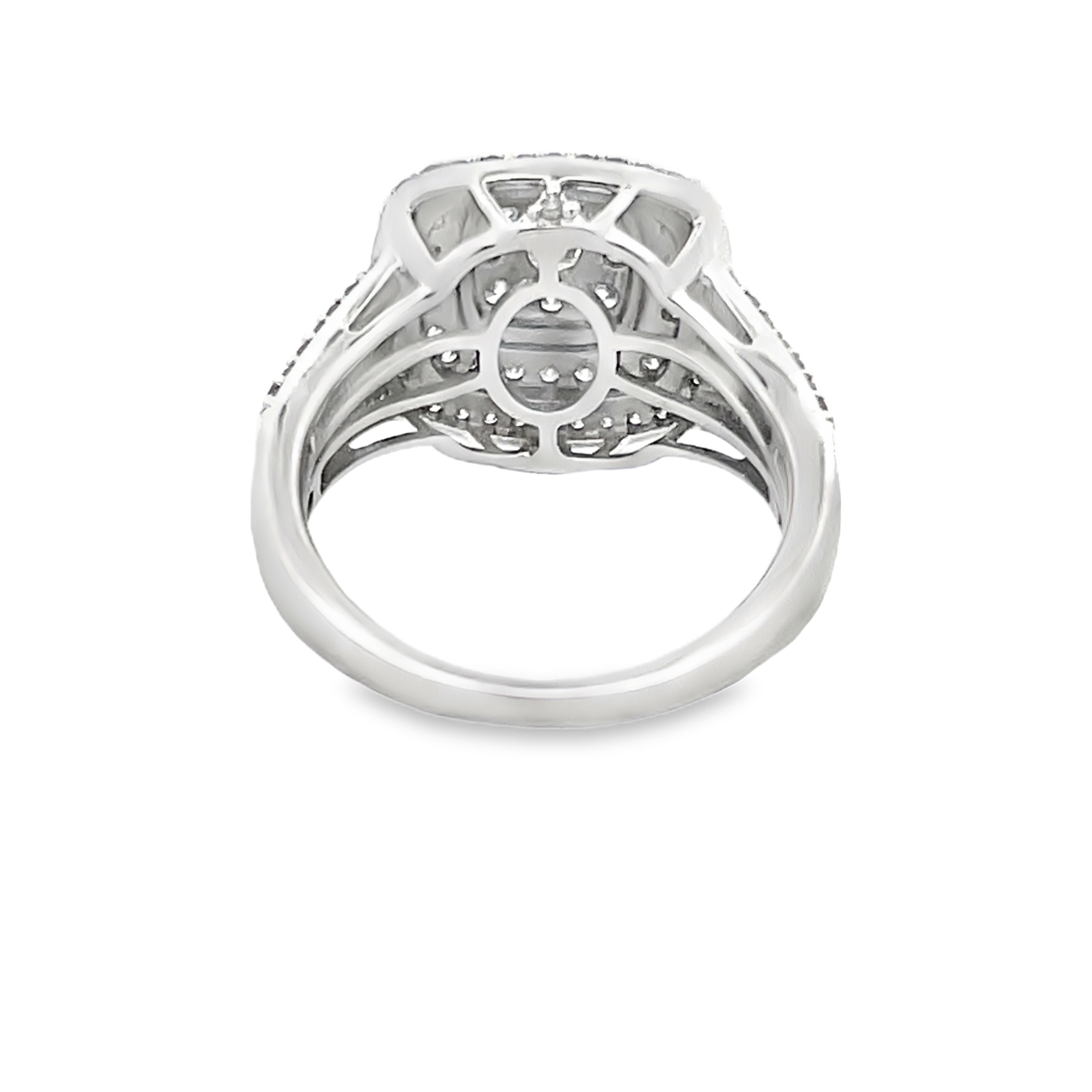 1.00CT Double Cushion Halo Diamond Ring