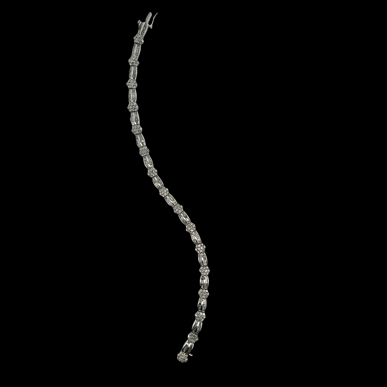 White Gold Diamond Alternating Link Bracelet