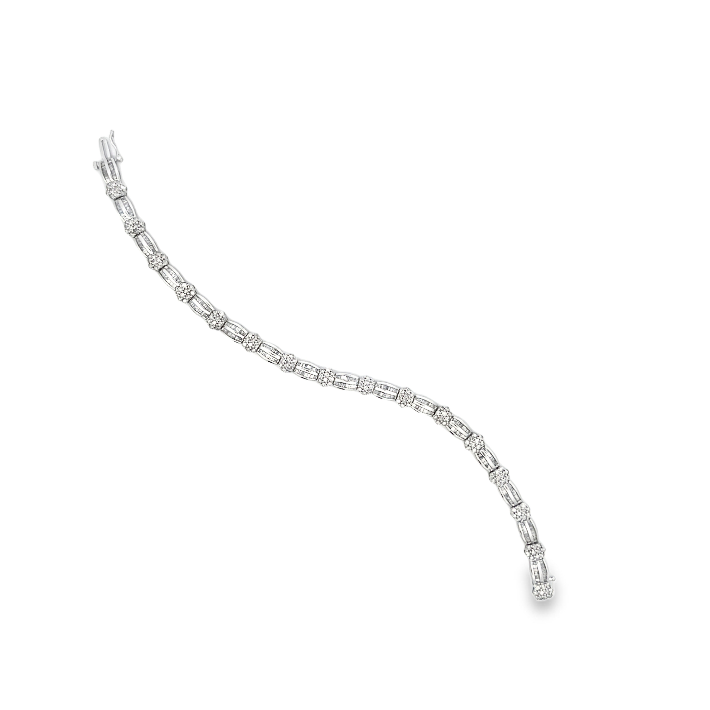 White Gold Diamond Alternating Link Bracelet
